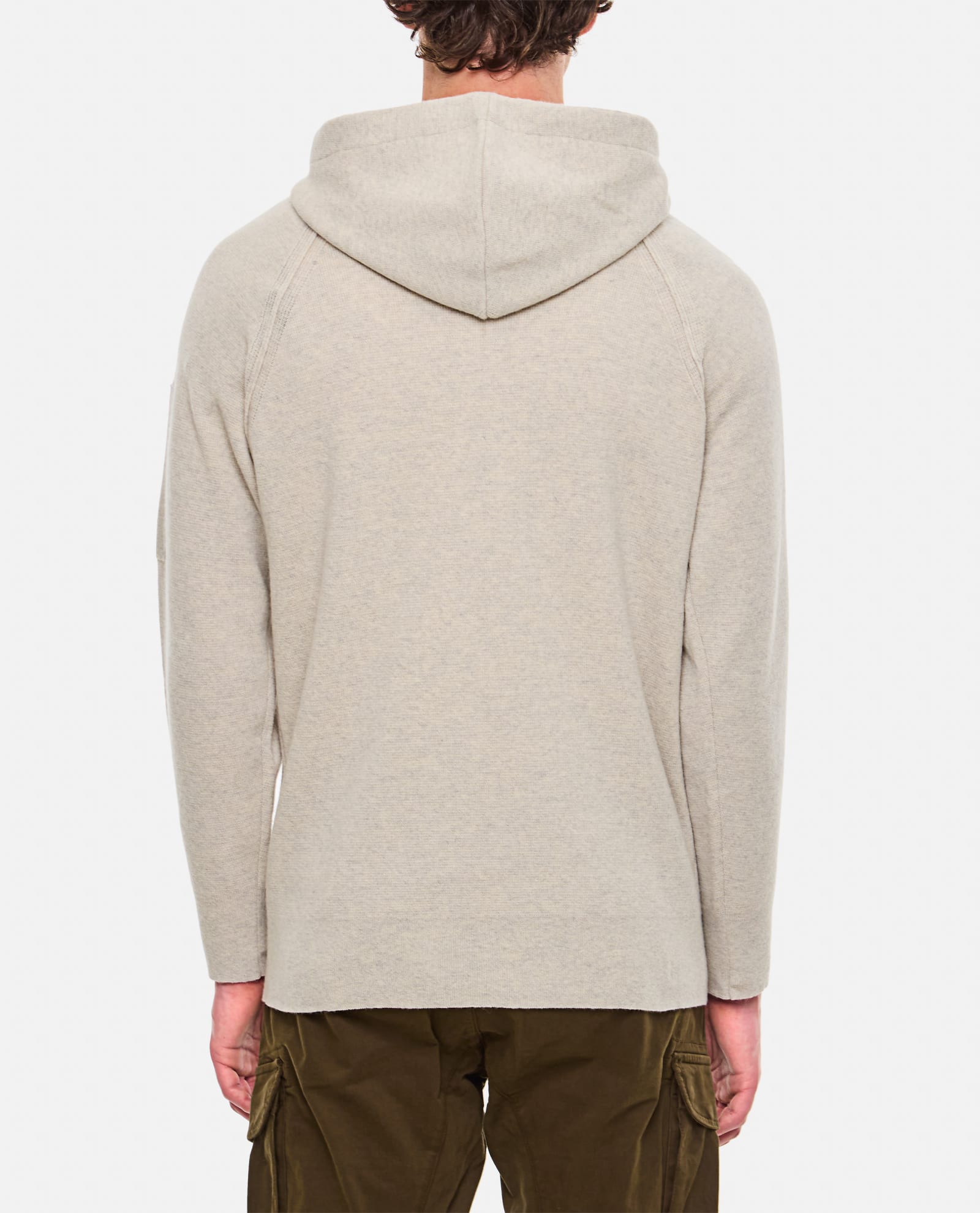 Shop C.p. Company Lambswool Grs Waffle Hooded Knit In Grey