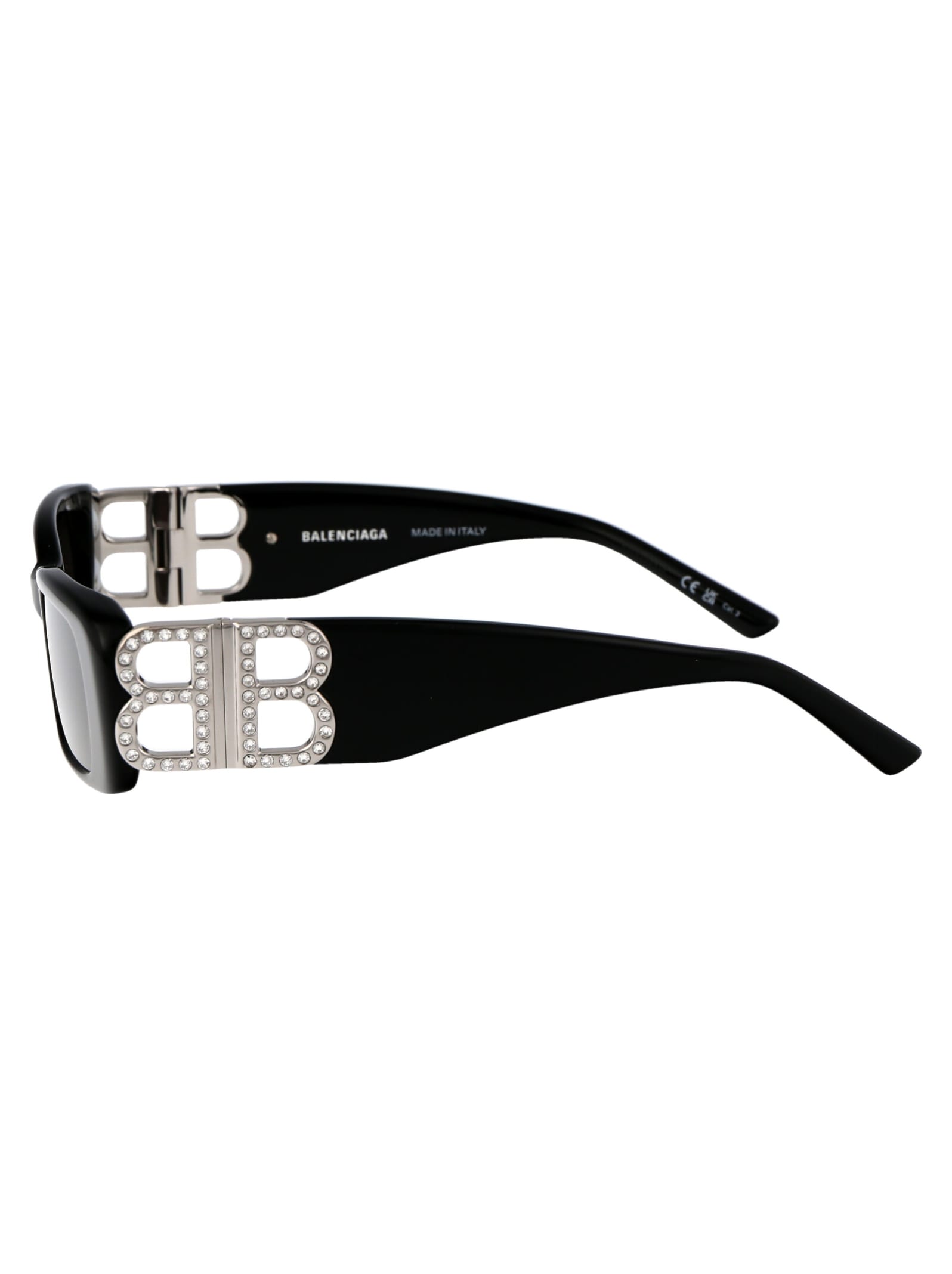 Shop Balenciaga Bb0096s Sunglasses In 017 Black Silver Grey