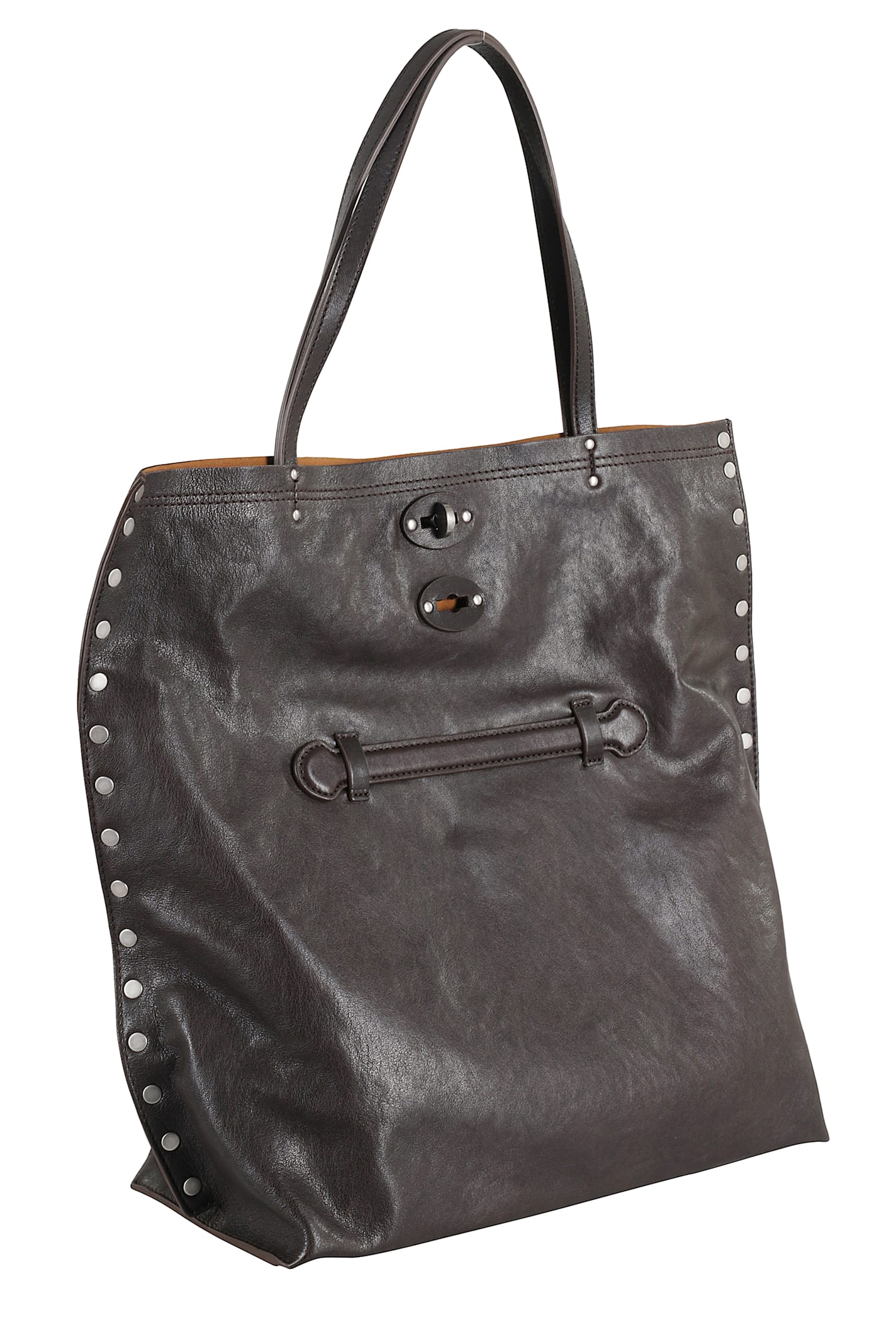 Zanellato Shoulder Bag With Studded Detailing And Dual Handles