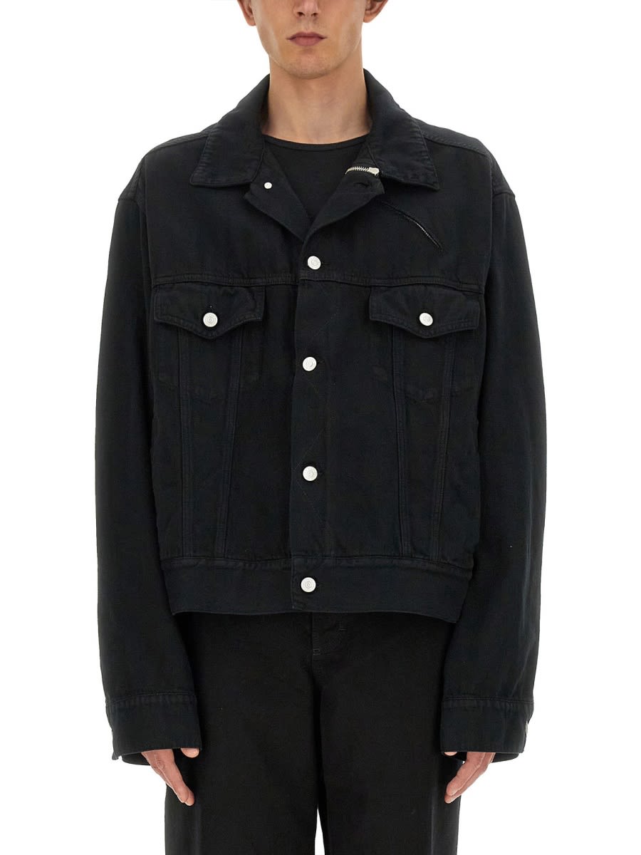 Shop Mm6 Maison Margiela Denim Jacket In Black