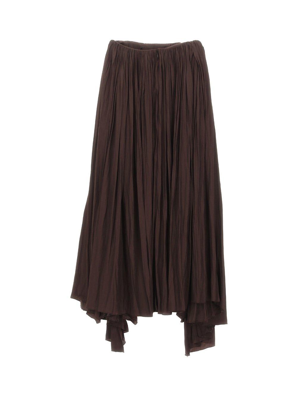 Shop Lanvin High Waist Asymmetric Gathered Maxi Skirt In Cacao