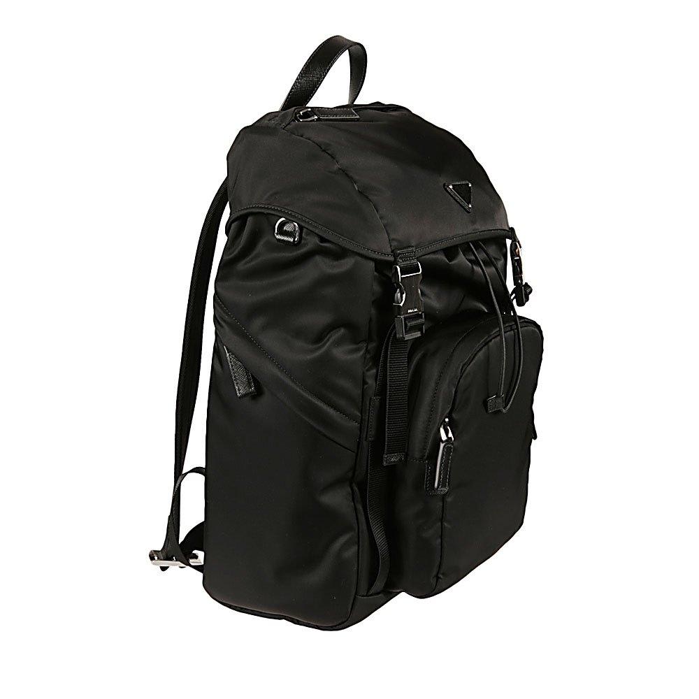Shop Prada Logo Patch Buckle-detailed Backpack In Black