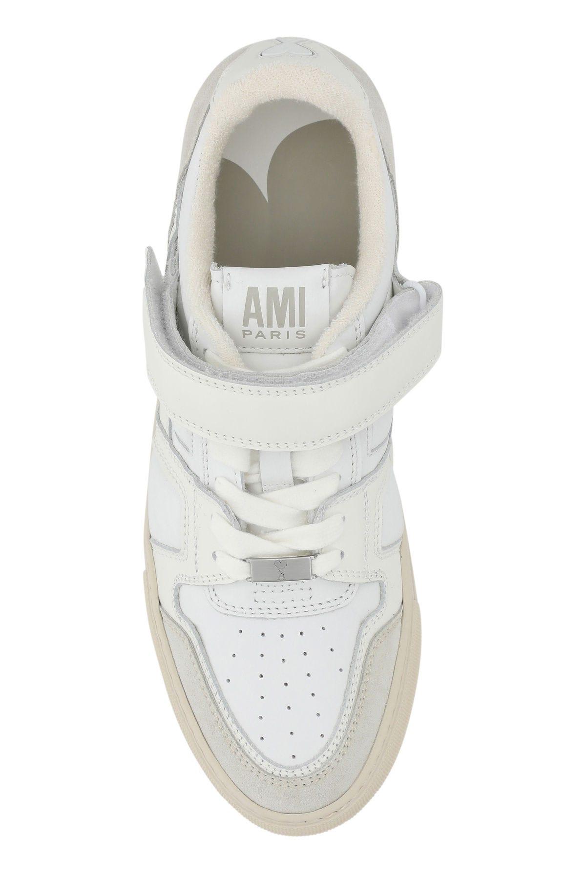 Shop Ami Alexandre Mattiussi Two-tone Leather And Suede Arcade Sneakers In White