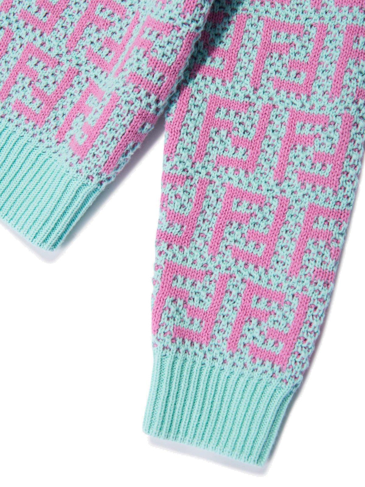 Fendi Crochet Knitted Cardigan In Azzurro