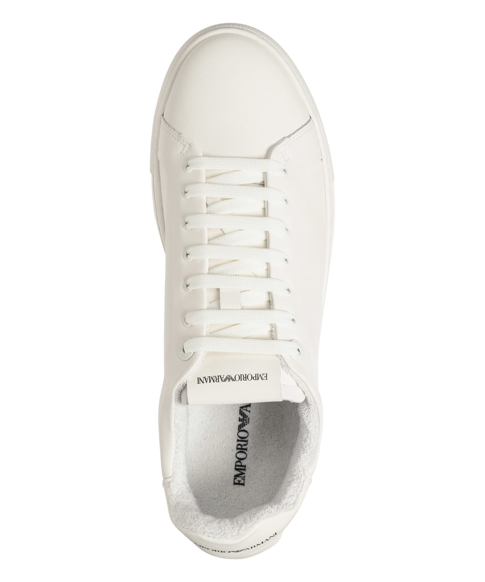 Shop Emporio Armani Leather Sneakers In White