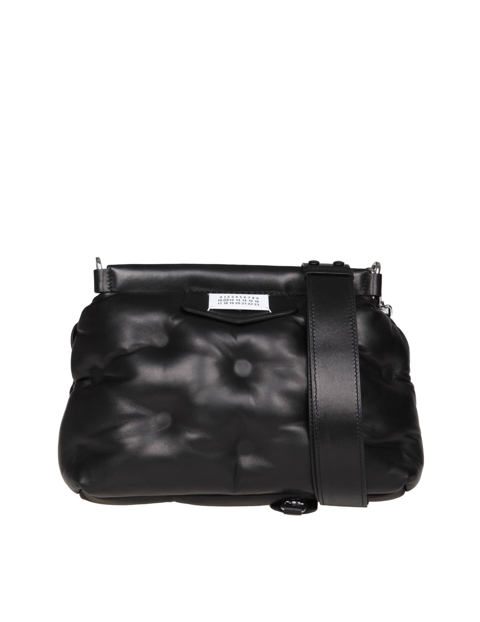 Maison Margiela Shoulder Bag In Black Matelasse Leather