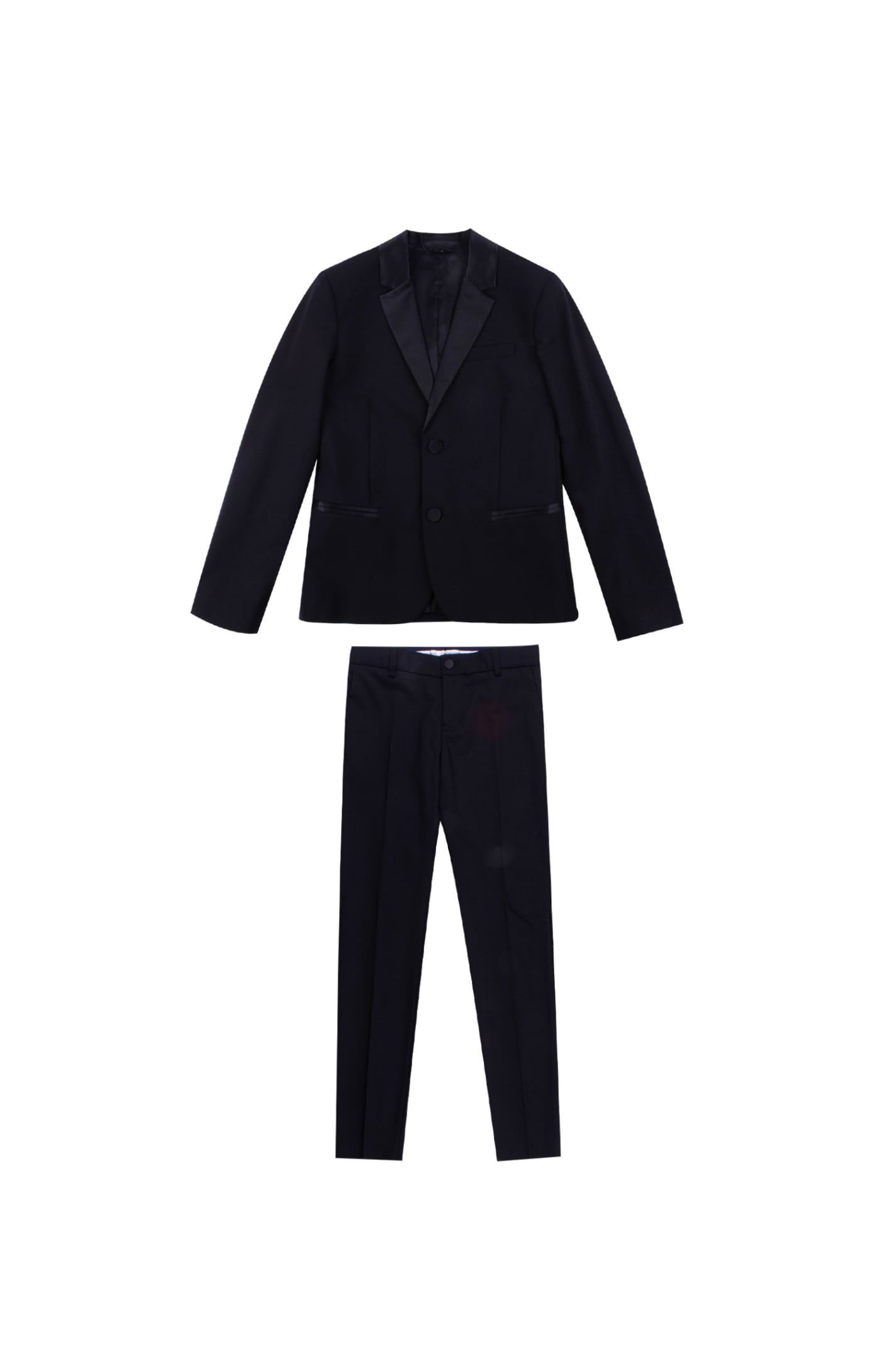 Emporio Armani Kids' Wool Blend Jacket And Pants In Back