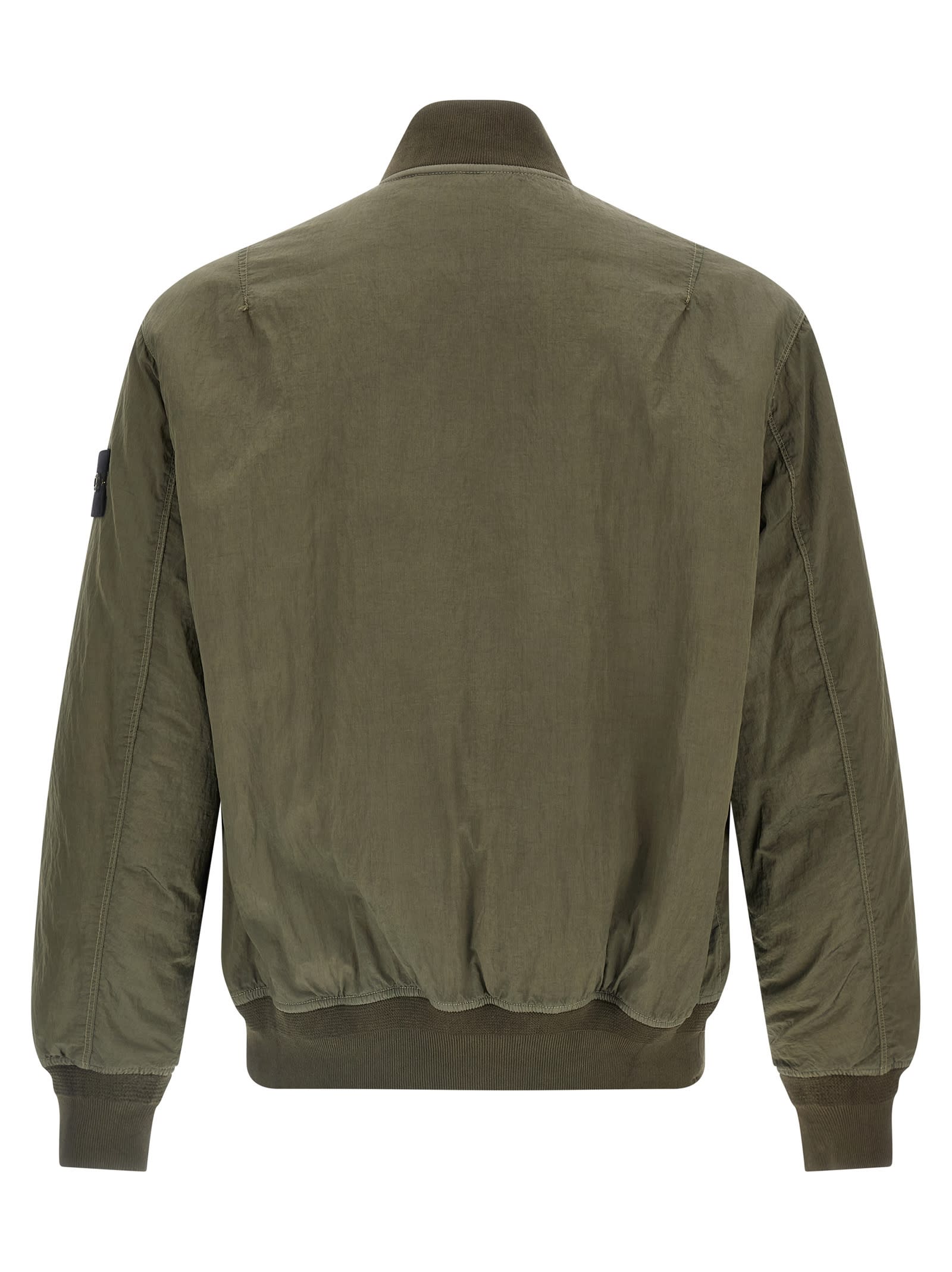 Stone Island Long-sleeved Bomber Jacket In Green
