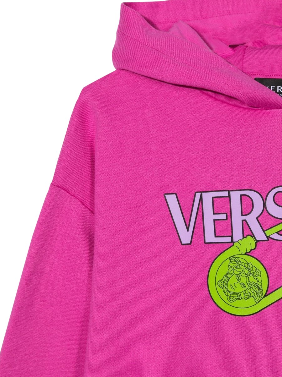 Shop Versace Sweatshirt Over Logo Pins In Fuchsia
