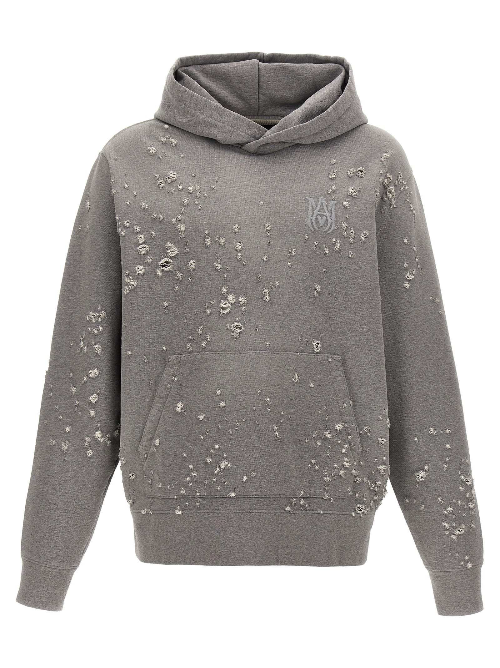 Shop Amiri Ma Shotgun Hoodie In Gray