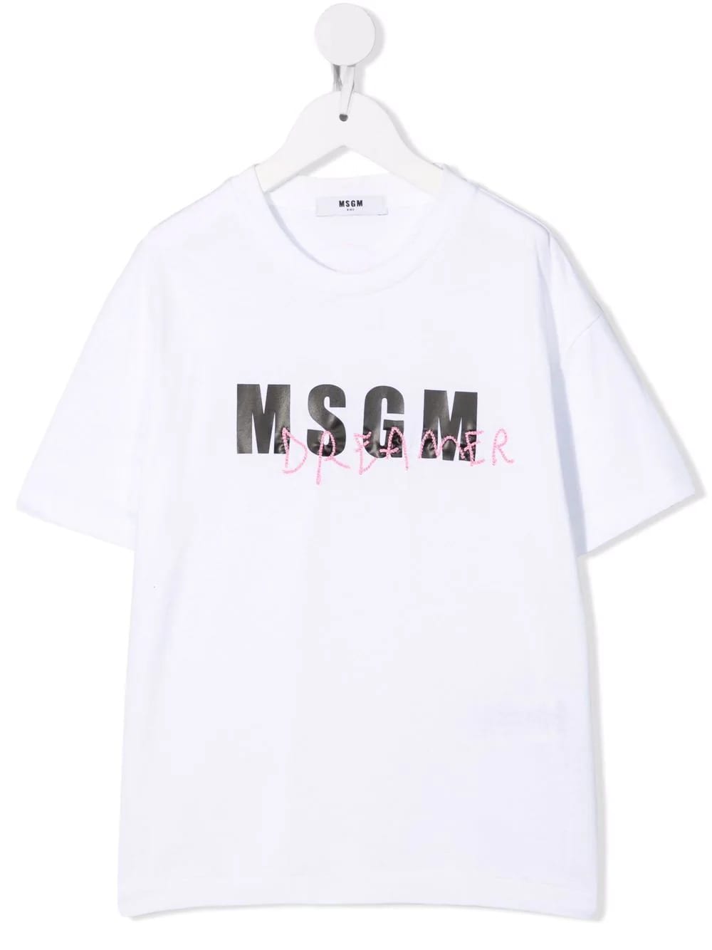 MSGM Kids White T-shirt With Double Contrast Logo