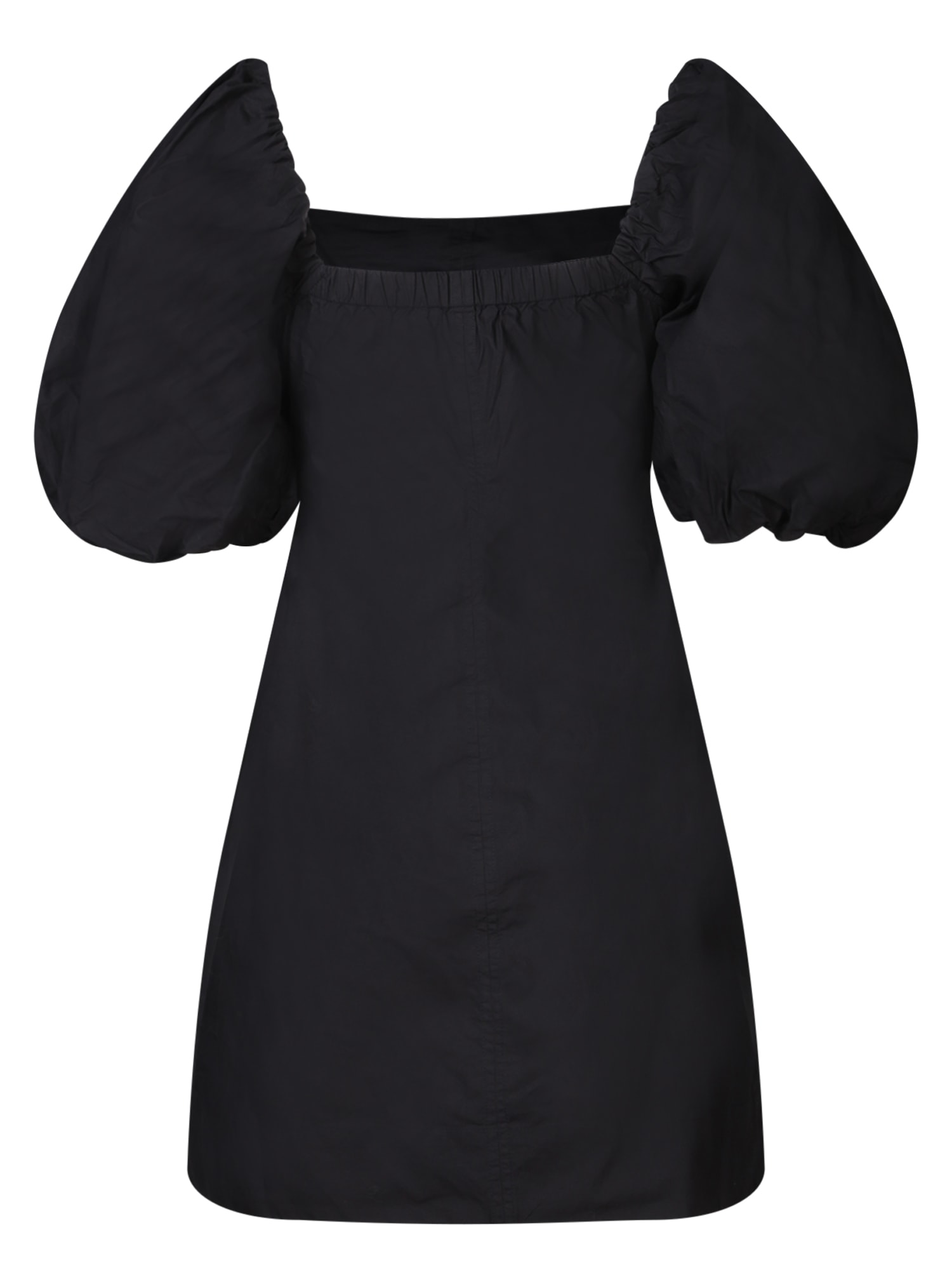 Shop Ganni Black Mini Puff Sleeve Dress