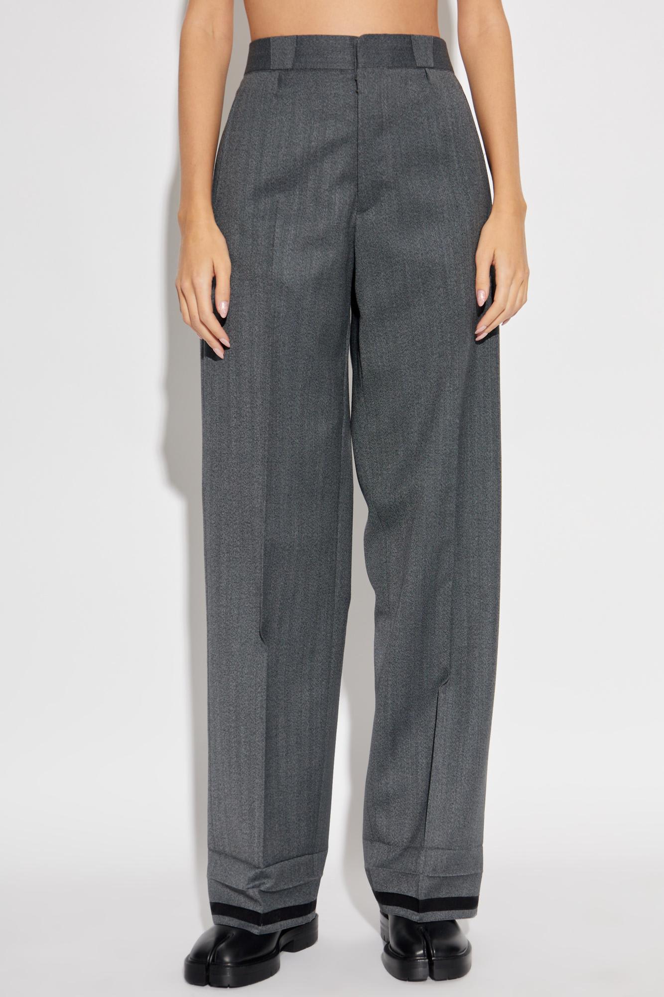Maison Margiela Trousers With Wool Trim In Gray