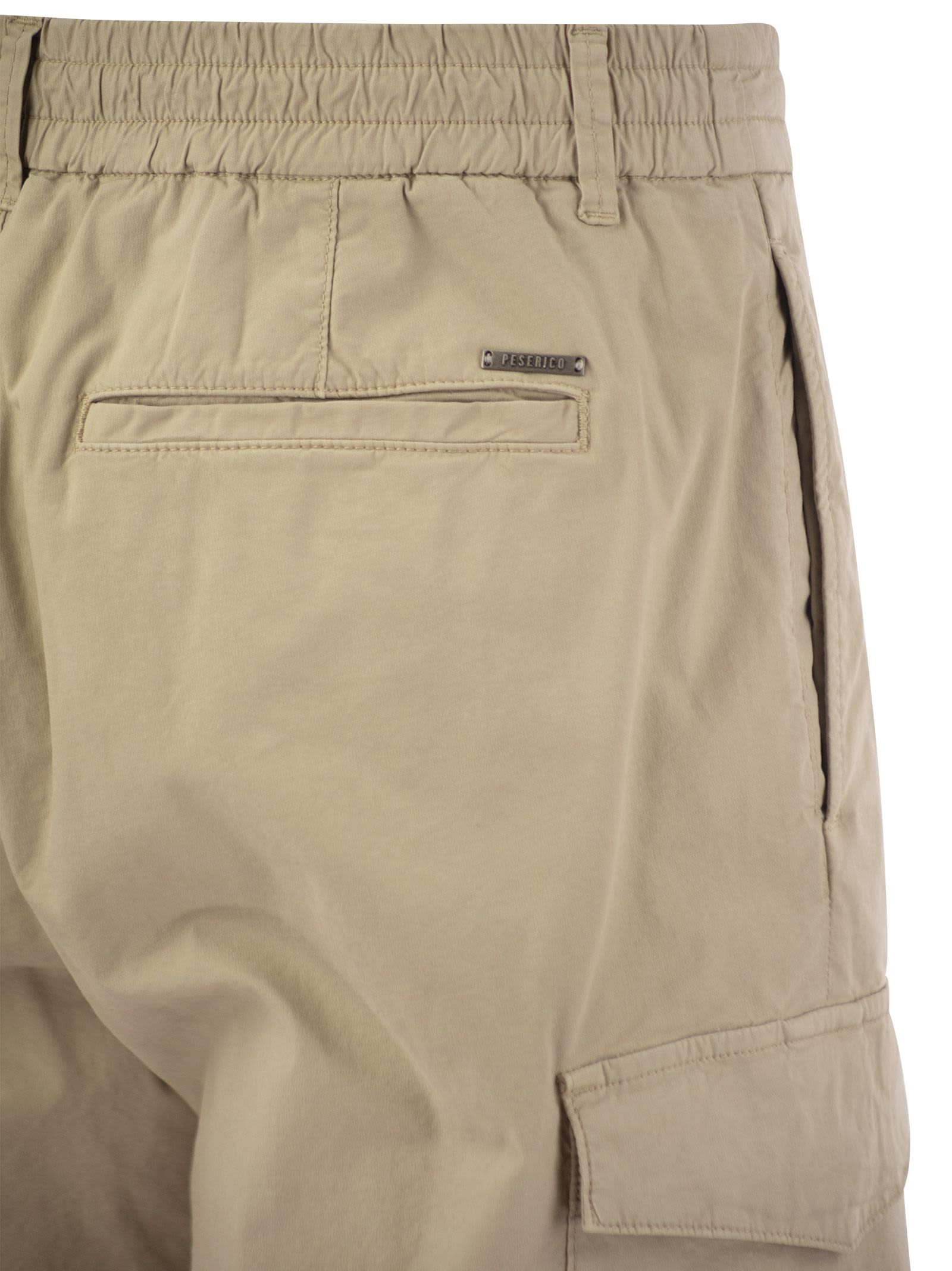 Shop Peserico Lightweight Cotton Lyocell Canvas Jogger Bermuda Shorts In Beige