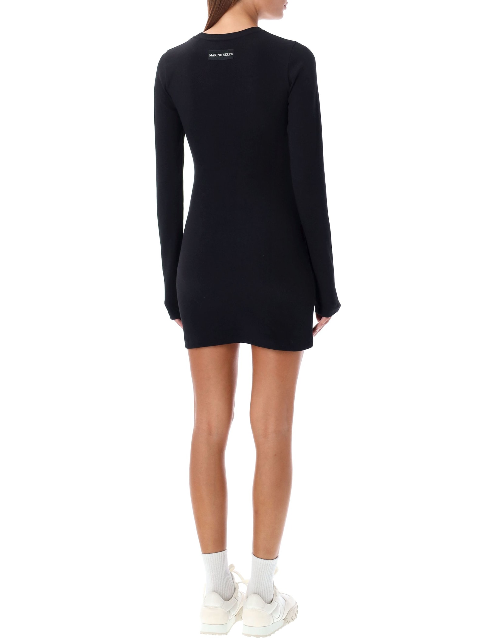 Shop Marine Serre Moon Logo Mini Dress In Black