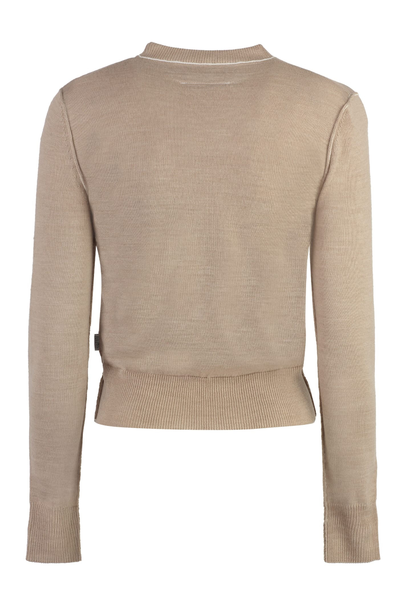 Shop Mm6 Maison Margiela Wool-blend Crew-neck Sweater In Sand