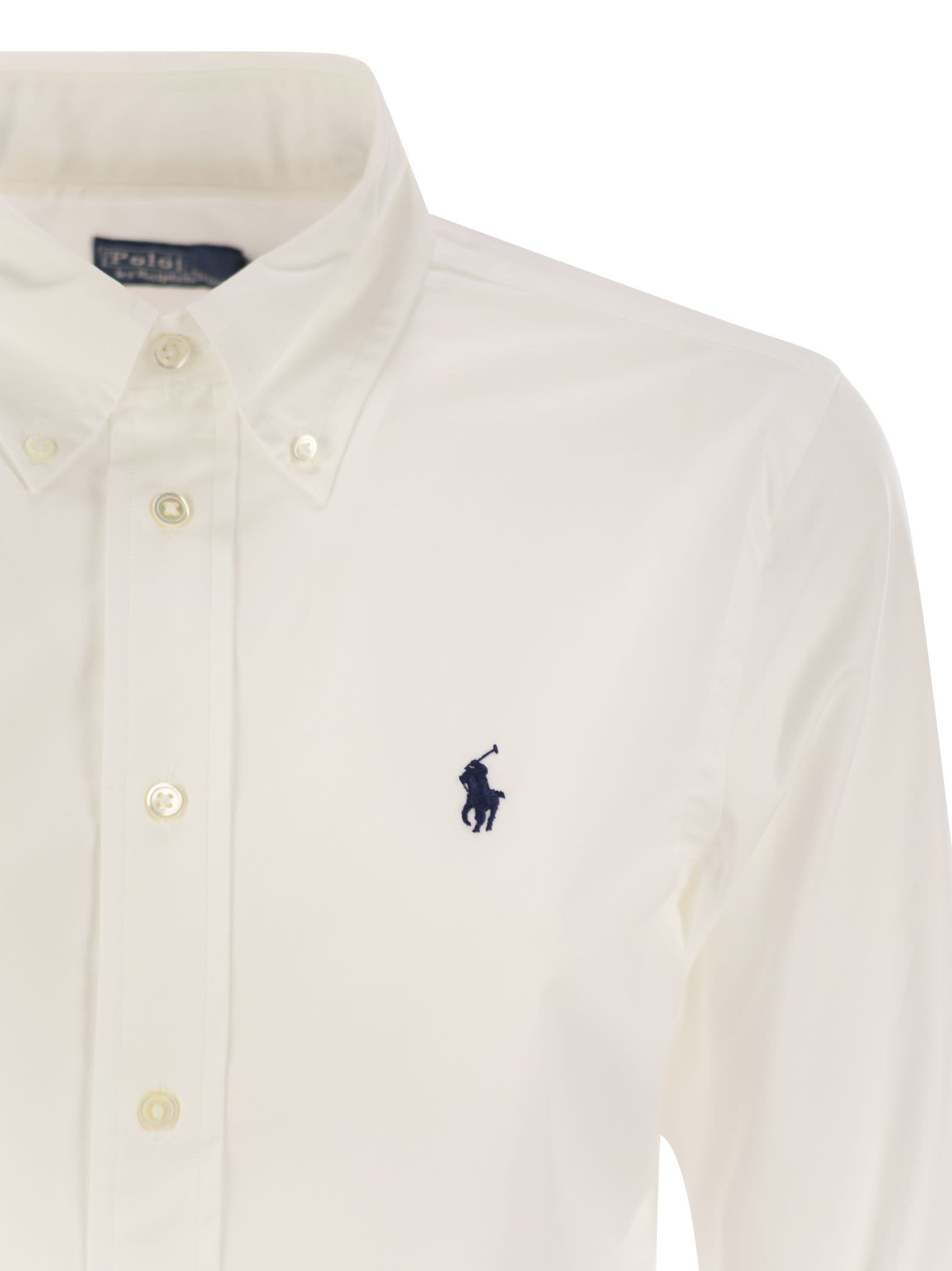 Shop Polo Ralph Lauren Stretch Cotton Shirt In White