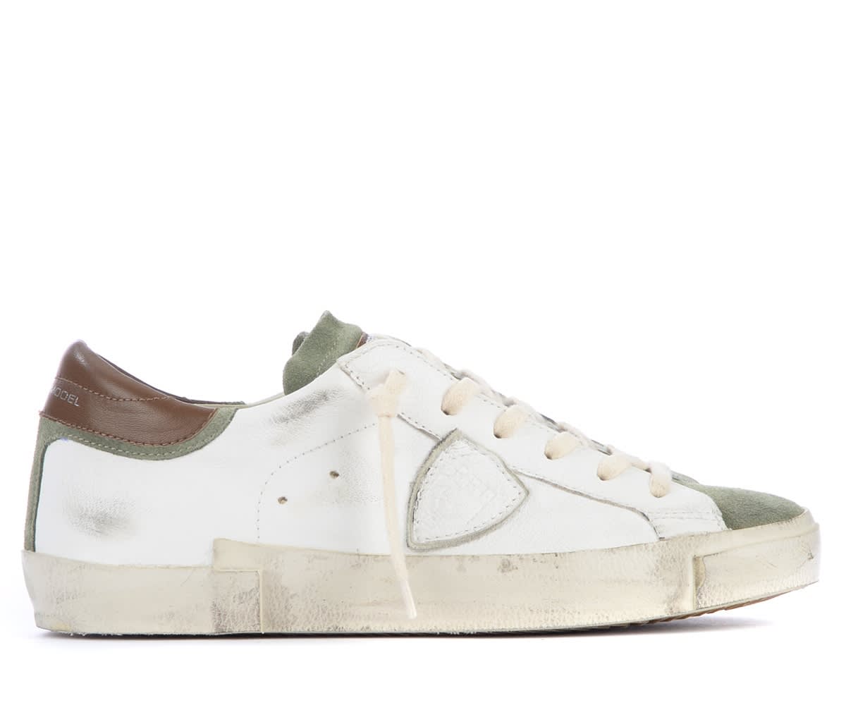 Philippe Model Paris X Low White And Military Sneaker