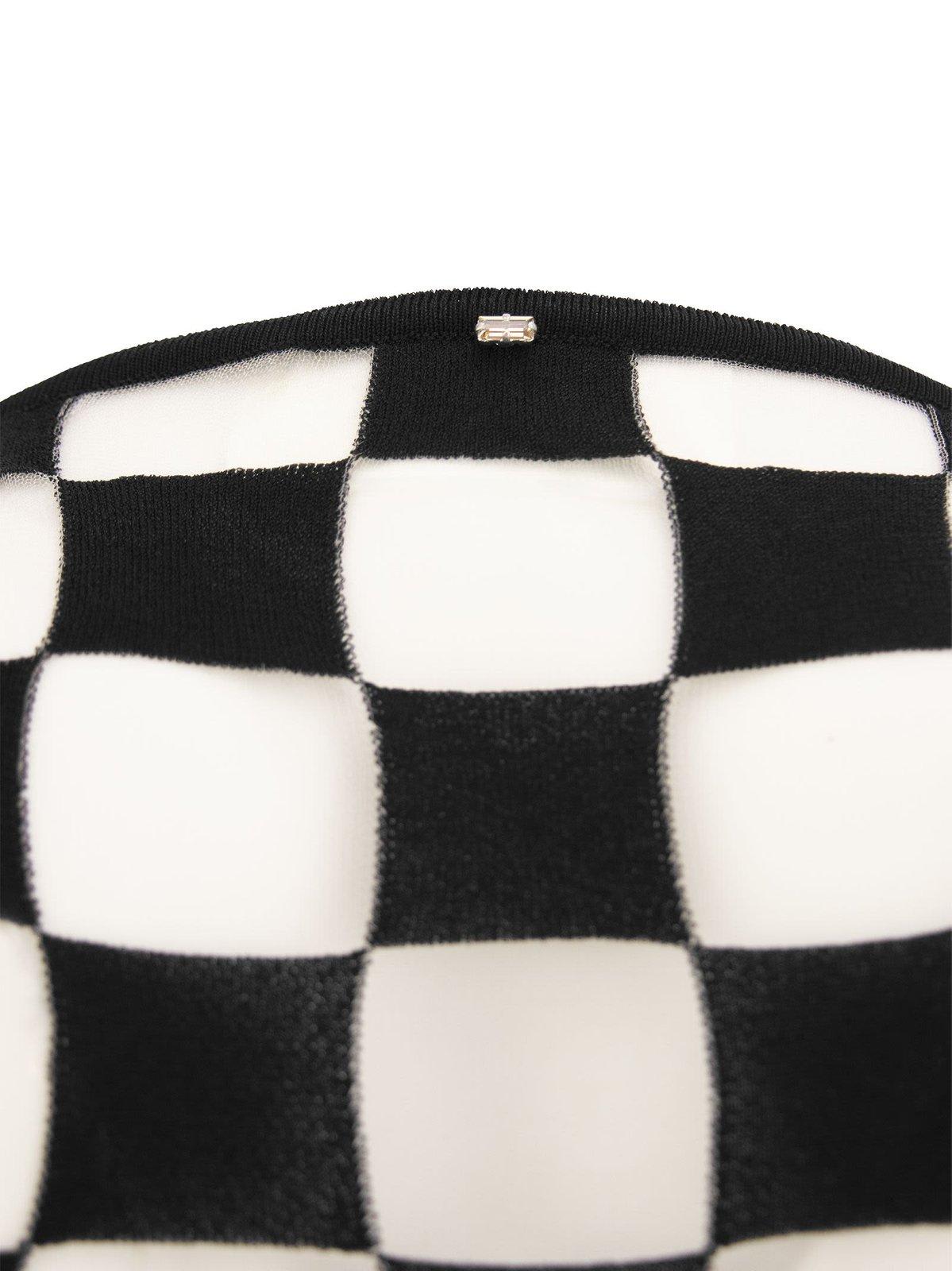 Shop Sportmax Checkerboard Effect Crewneck Knitted Jumper In Black