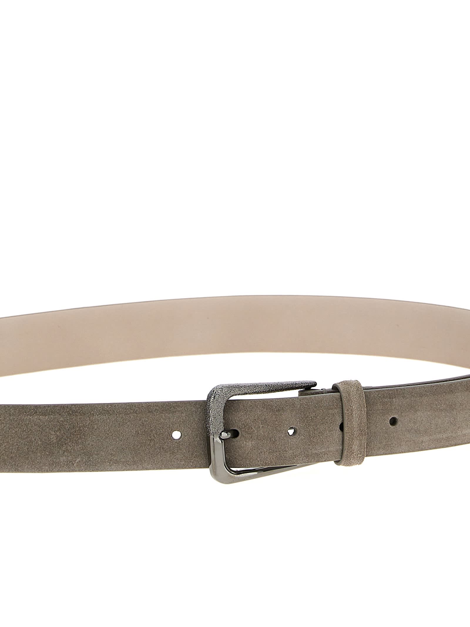 Shop Brunello Cucinelli Suede Belt In Gray