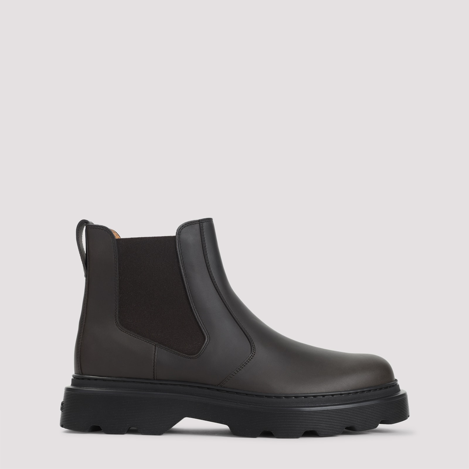 Tod's Dark Brown Leather Ankle Boots In Black