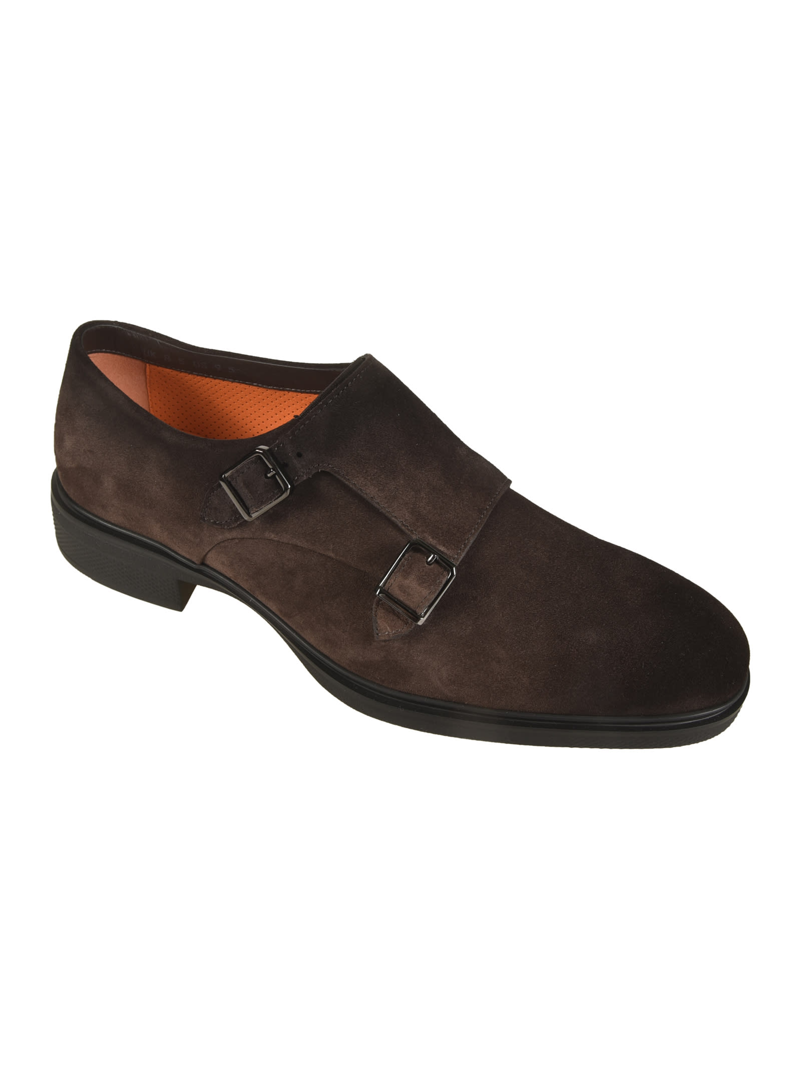 Shop Santoni Easy-on Monk Shoes In Dark Brown