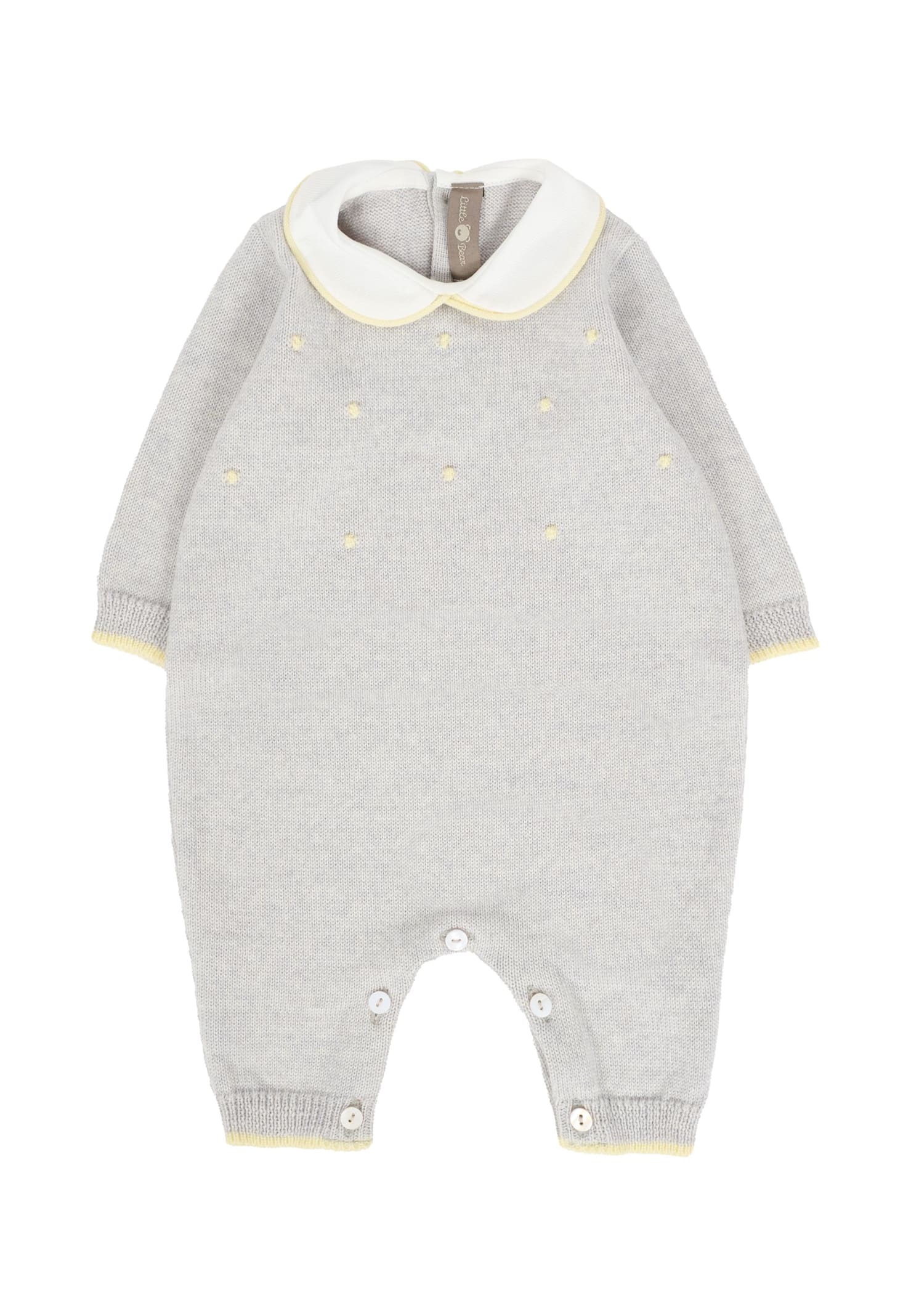 Little Bear Grey Romper For Babykids With Yellow Polka Dots In Gray