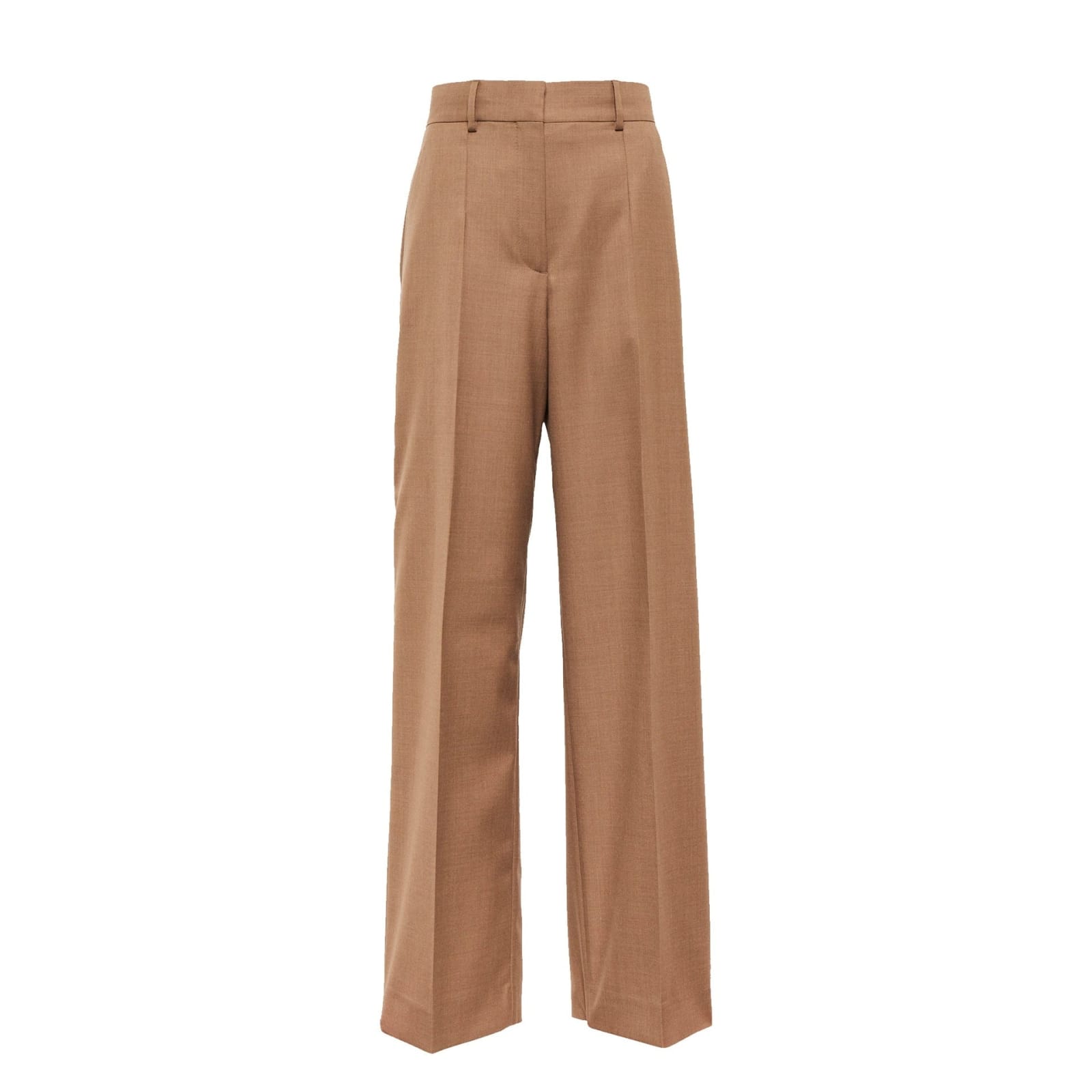 Shop Burberry Wool Wide Jane Pants In Brown