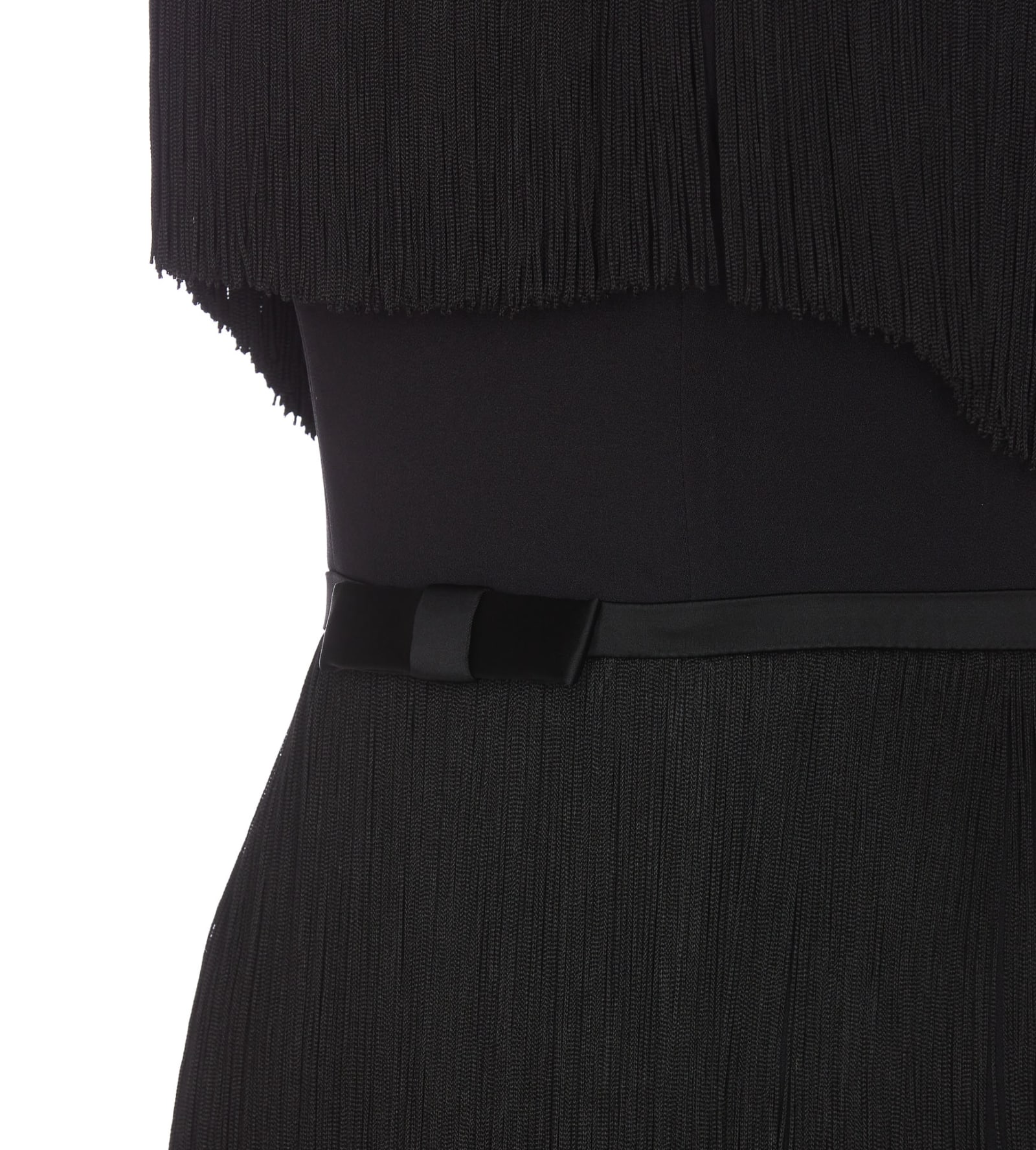 Shop Elisabetta Franchi Fringed Mini Dress In Black