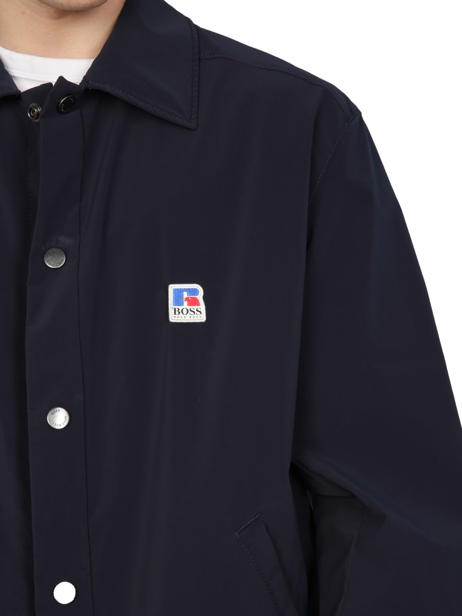 Shop Hugo Boss Relaxed Fit Jacket With Boss X Russell Athletic Logo In Blue