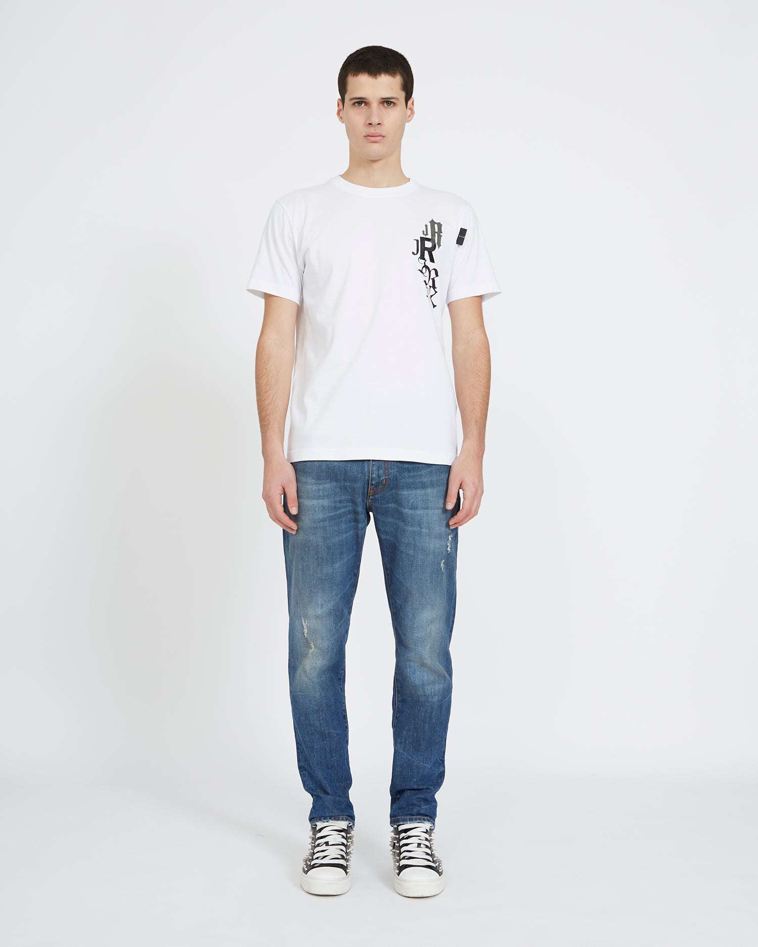 Shop John Richmond T-shirt With Graphics On The Back In Bianco