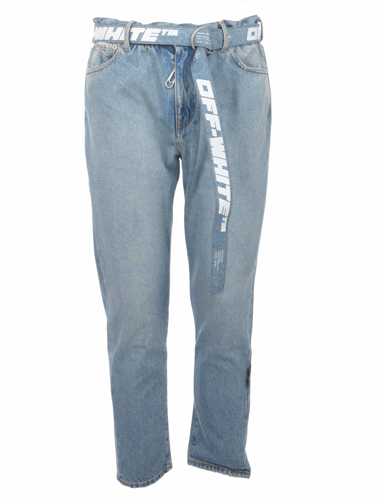 Off-white Off White Low Crotch Denim Jeans In Blu