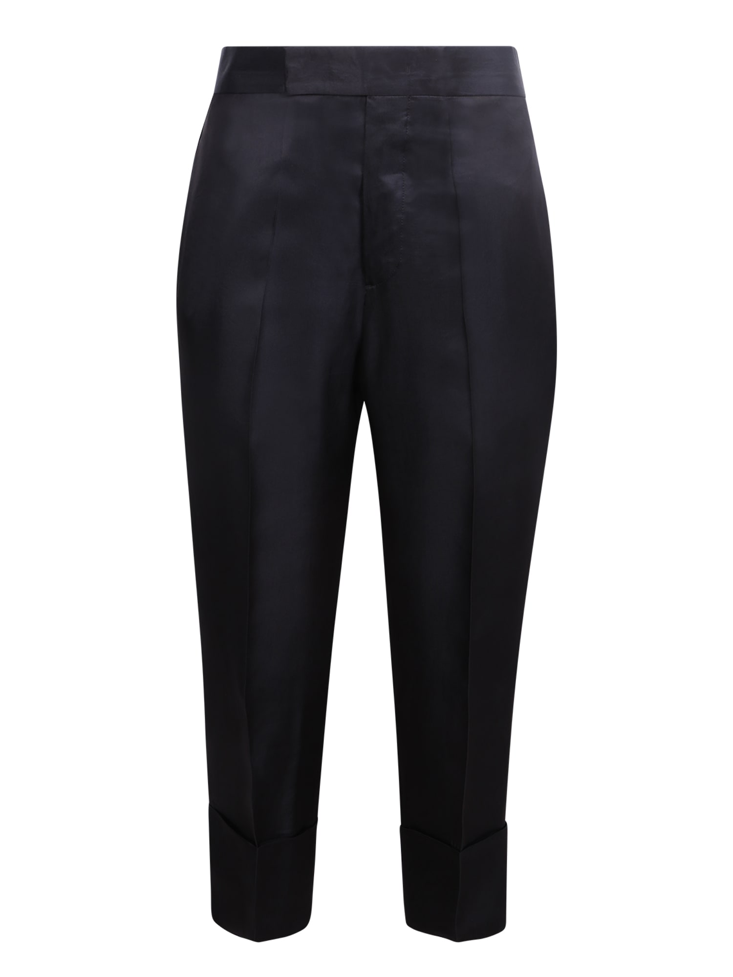 Sapio Silk Cropped Trousers In Black