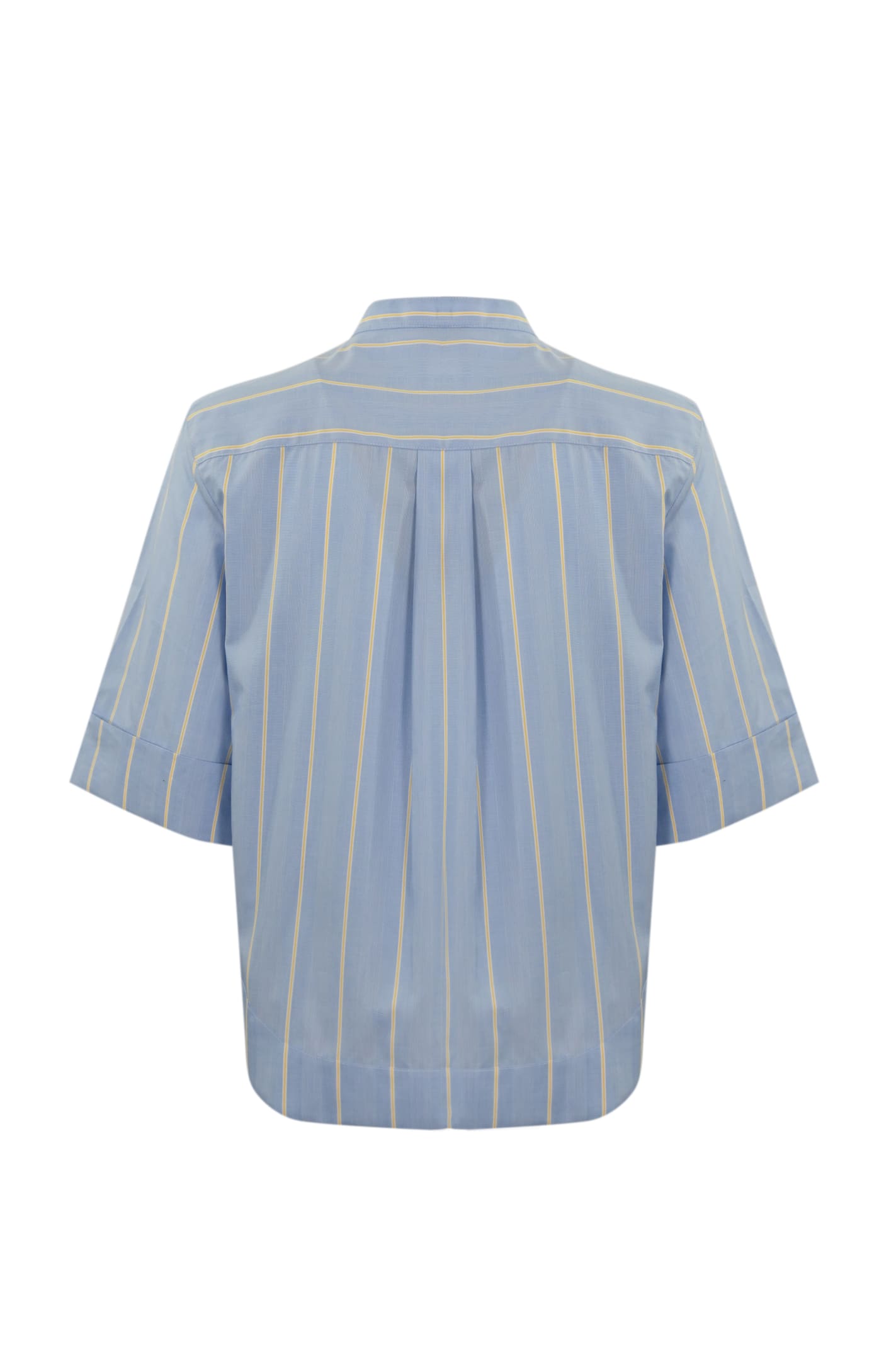 Shop Fay Poepelin Shirt With Mandarin Collar In Azzurro