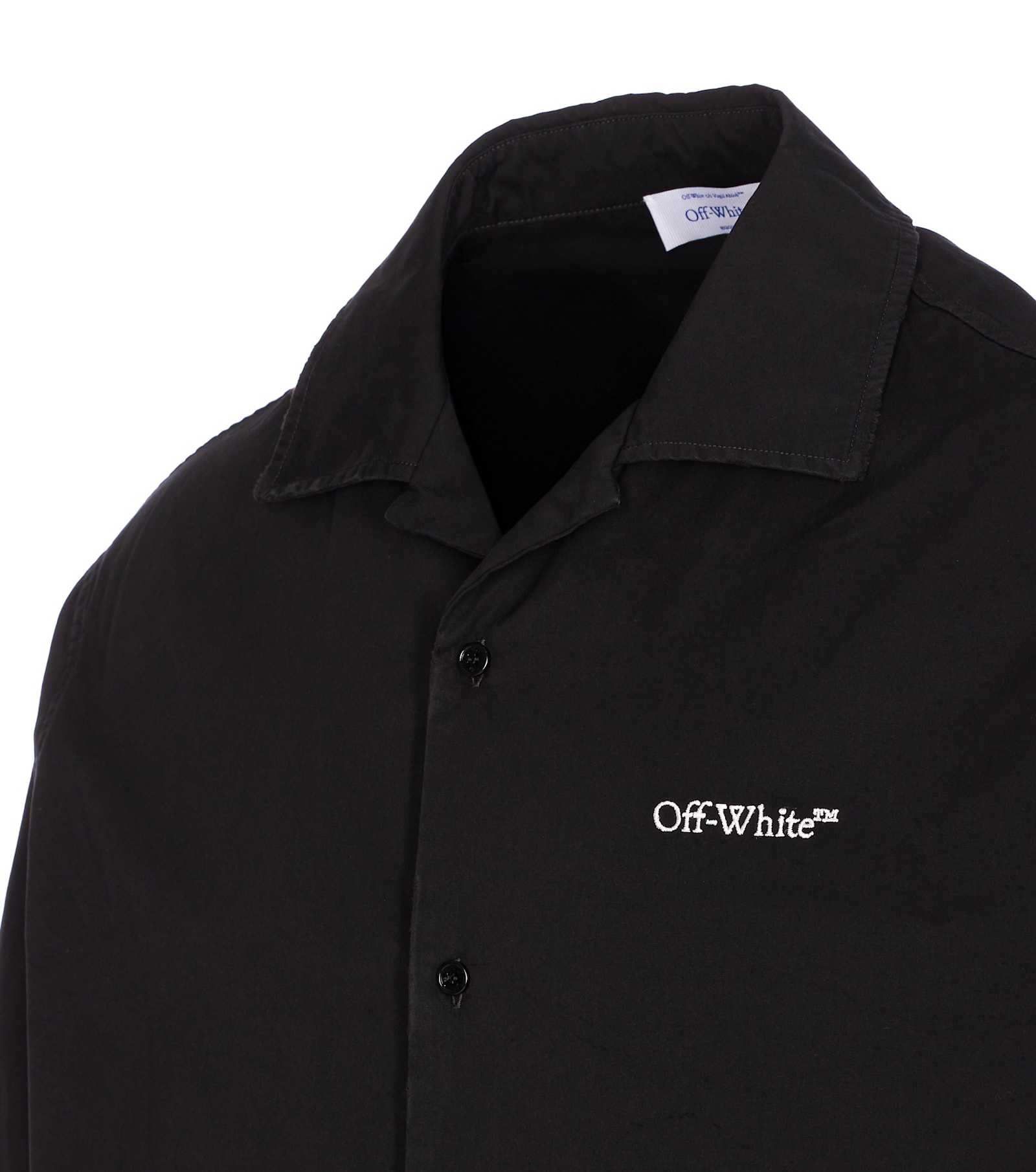 Off-white Graphic Print Bowling Shirt With Spread Collar In Black