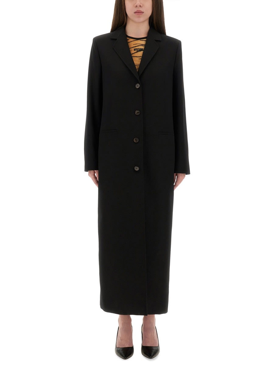 Moschino Long Tailored Coat In Black