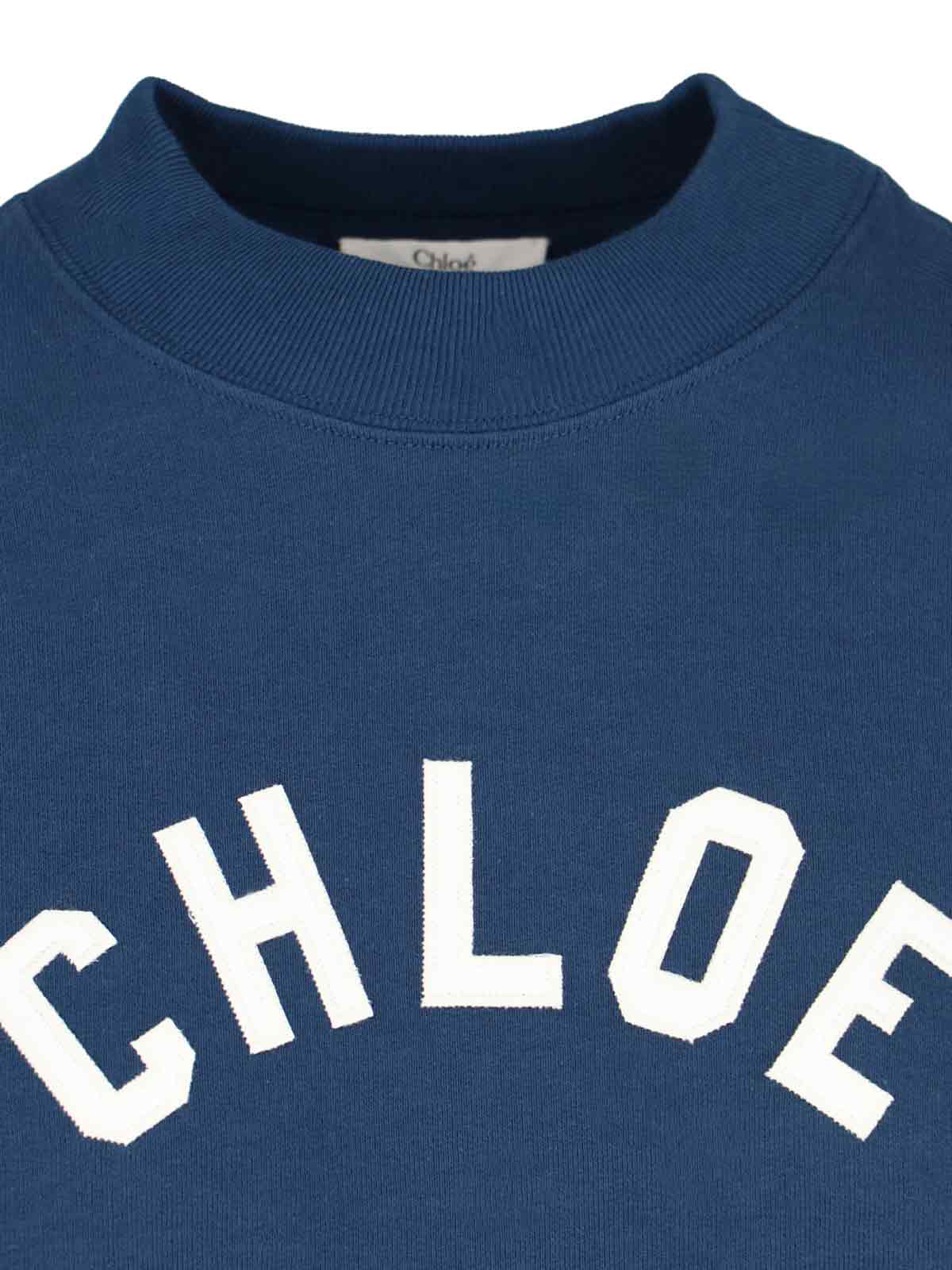 Shop Chloé Paris Crew Neck Sweatshirt In Blue