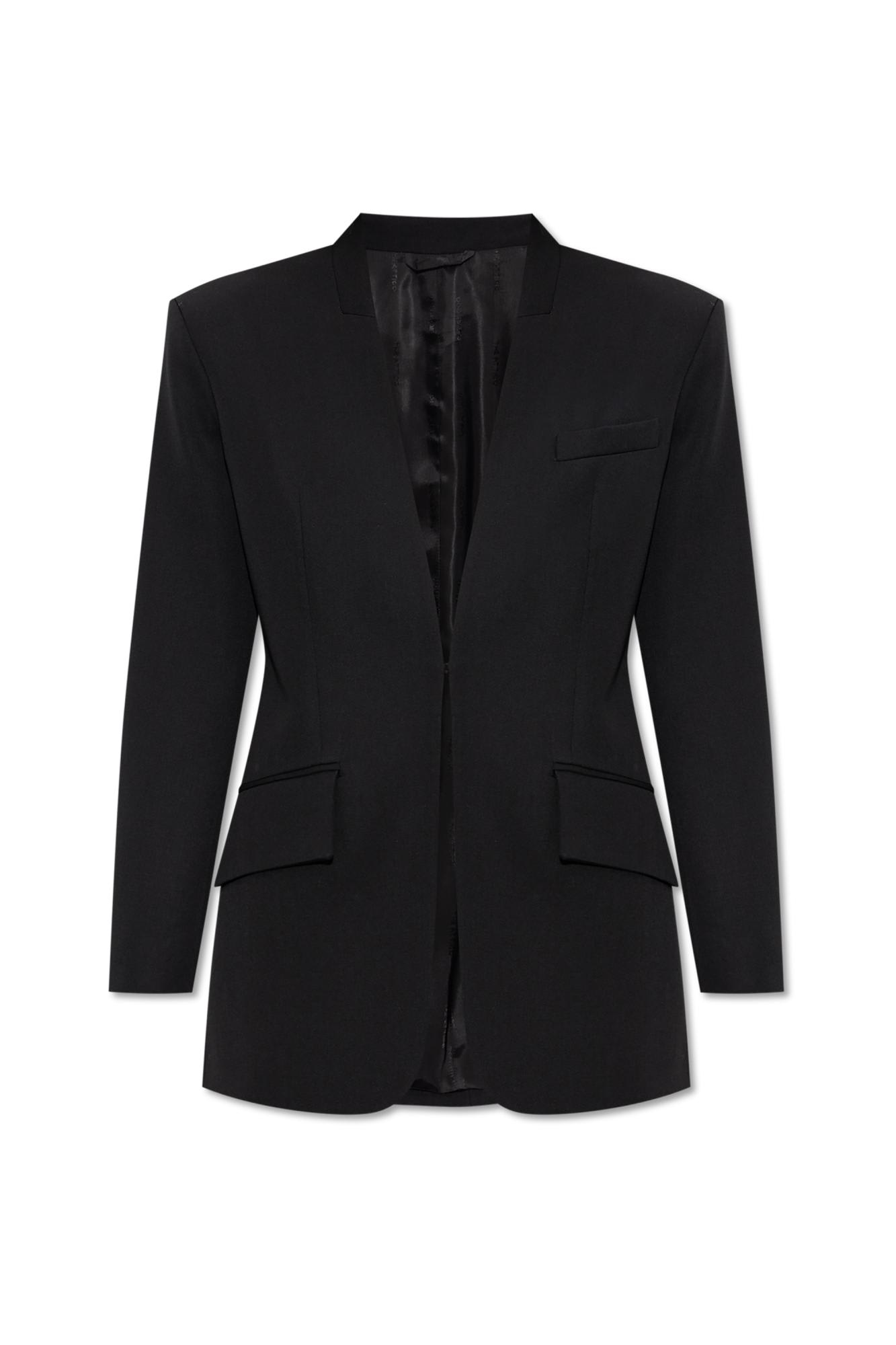 Attico Tailored Jacket With Back Vent And Flap Pockets In Black