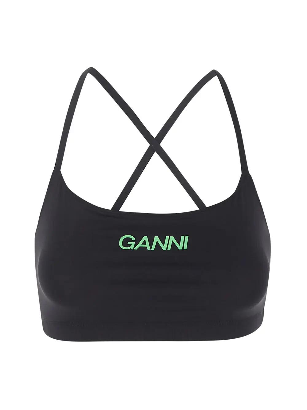 Shop Ganni Active Strap Top In Black