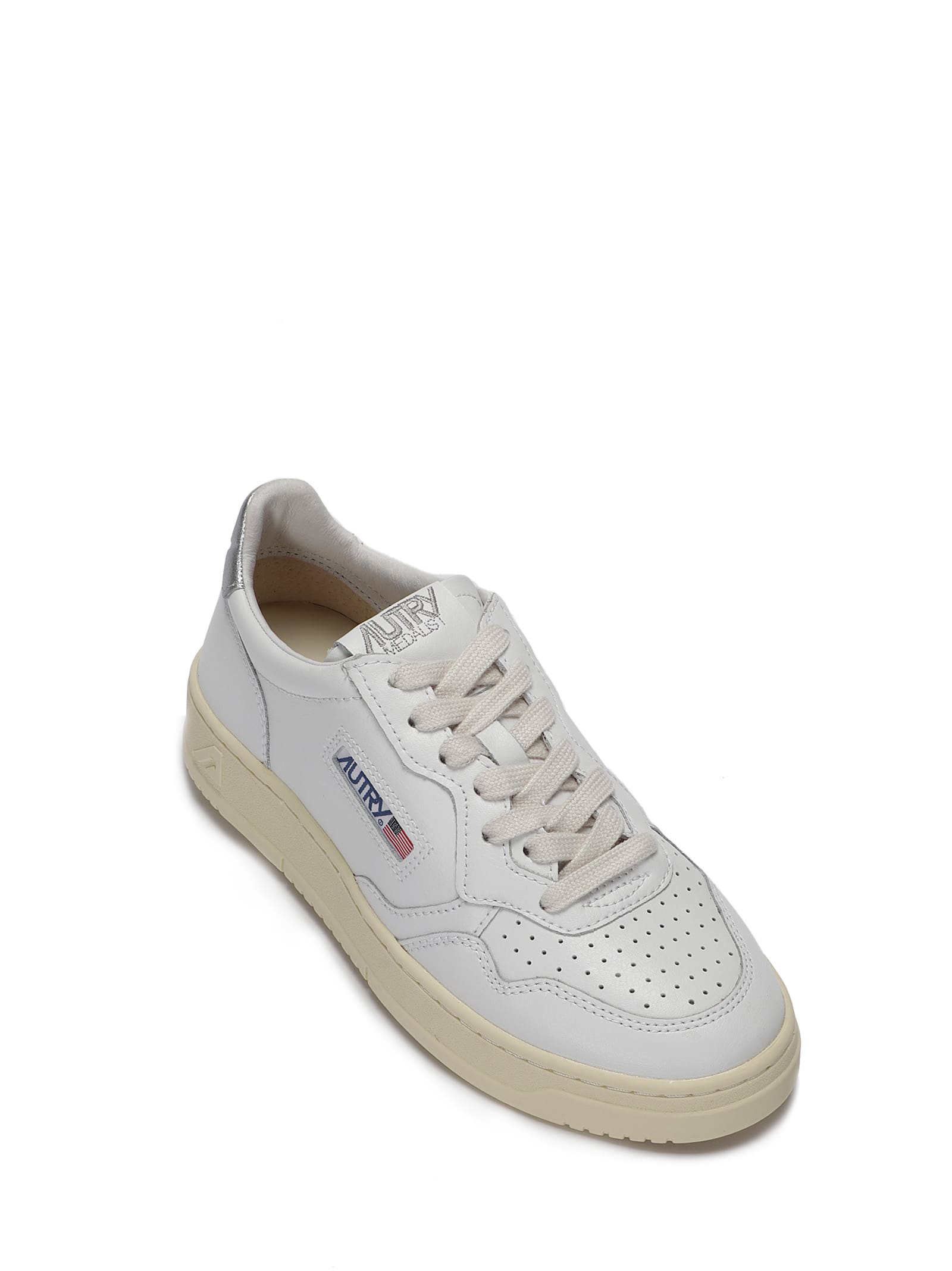Autry Medalist Low-top Bicolor Leather Sneakers In White