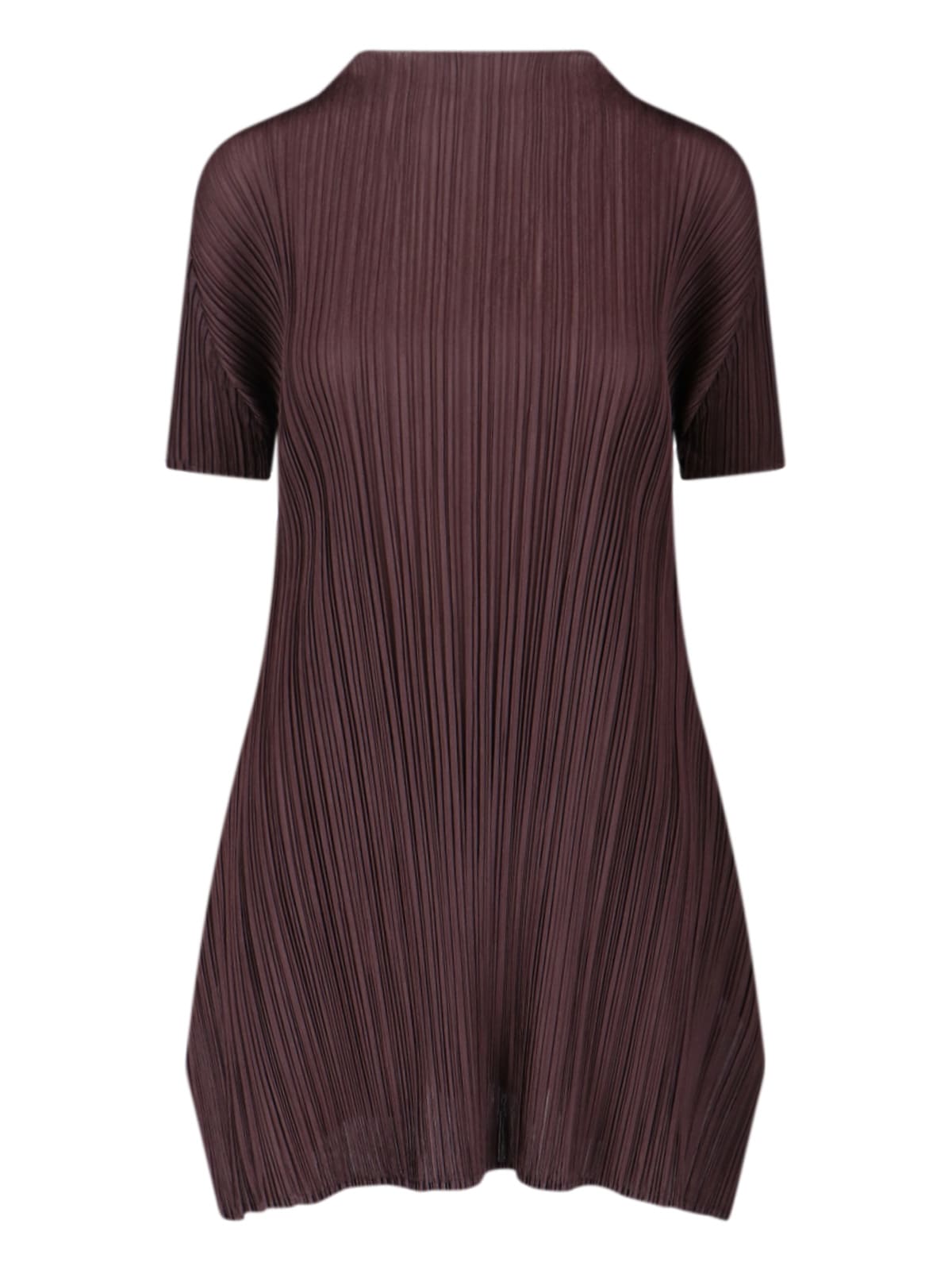 Issey Miyake Pleated Midi Dresses In Brown