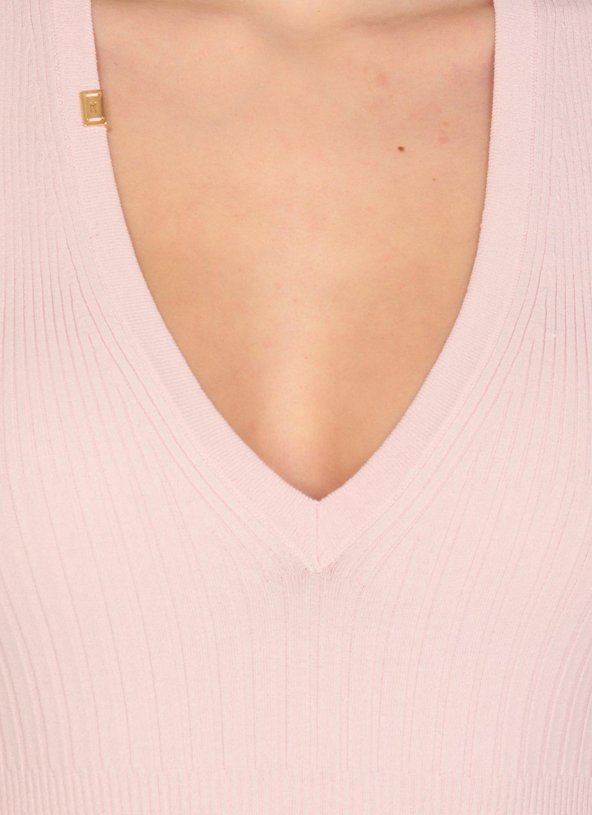 Elisabetta Franchi V-neck Rib Knit Top In Pink