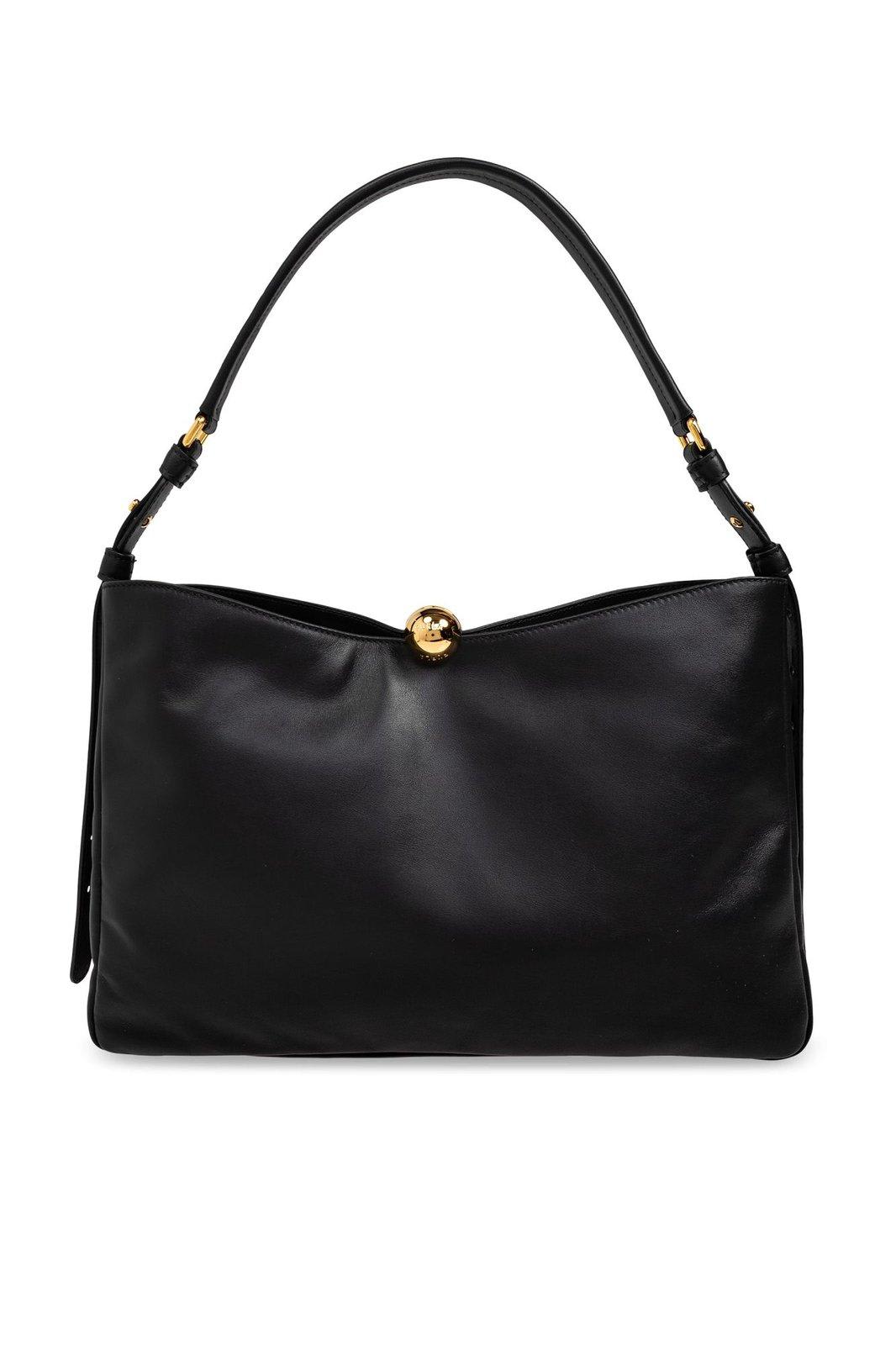 Shop Furla Snap-lock Top Shoulder Bag In Black