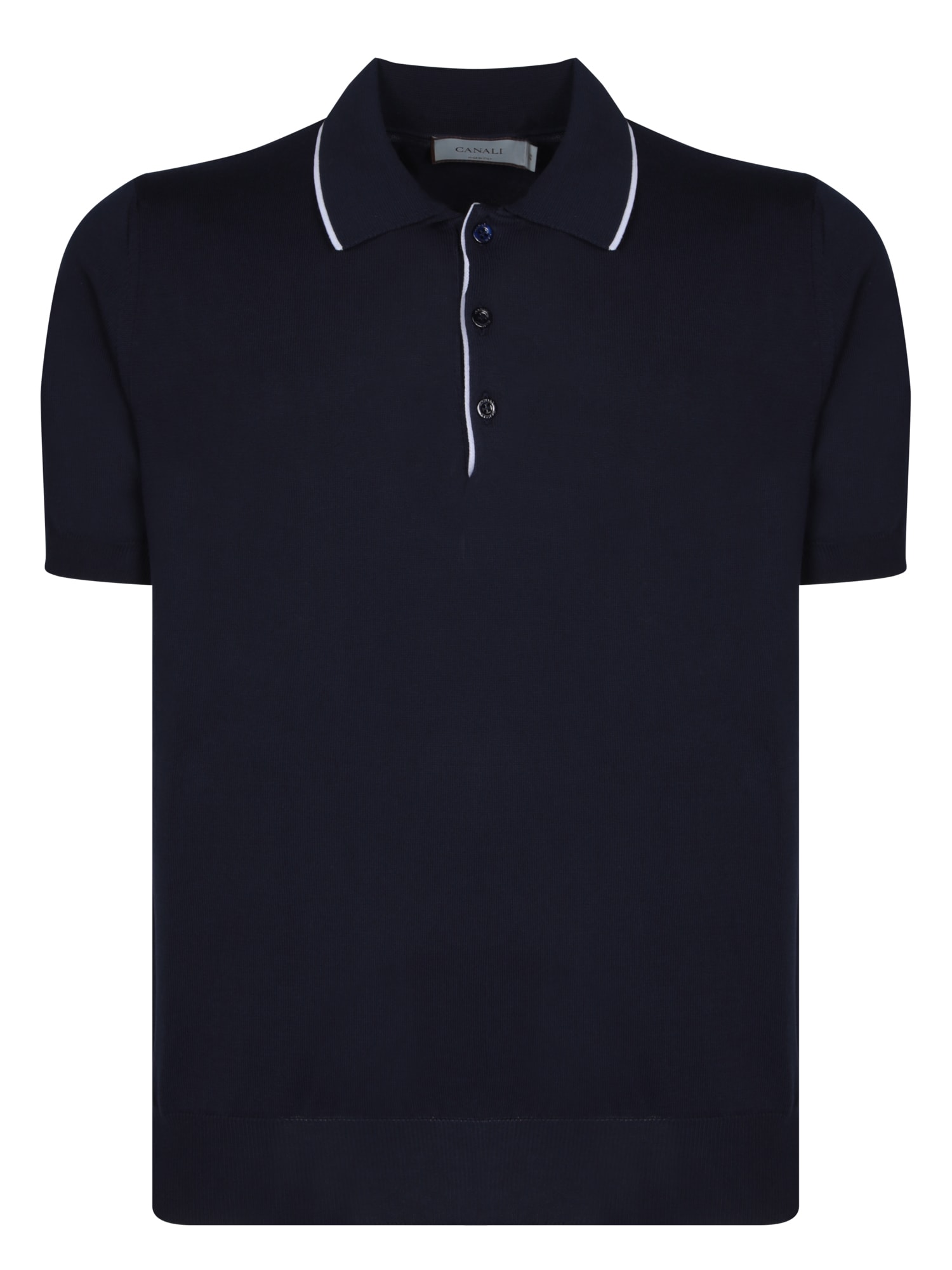 Shop Canali Edges White/blue Polo Shirt