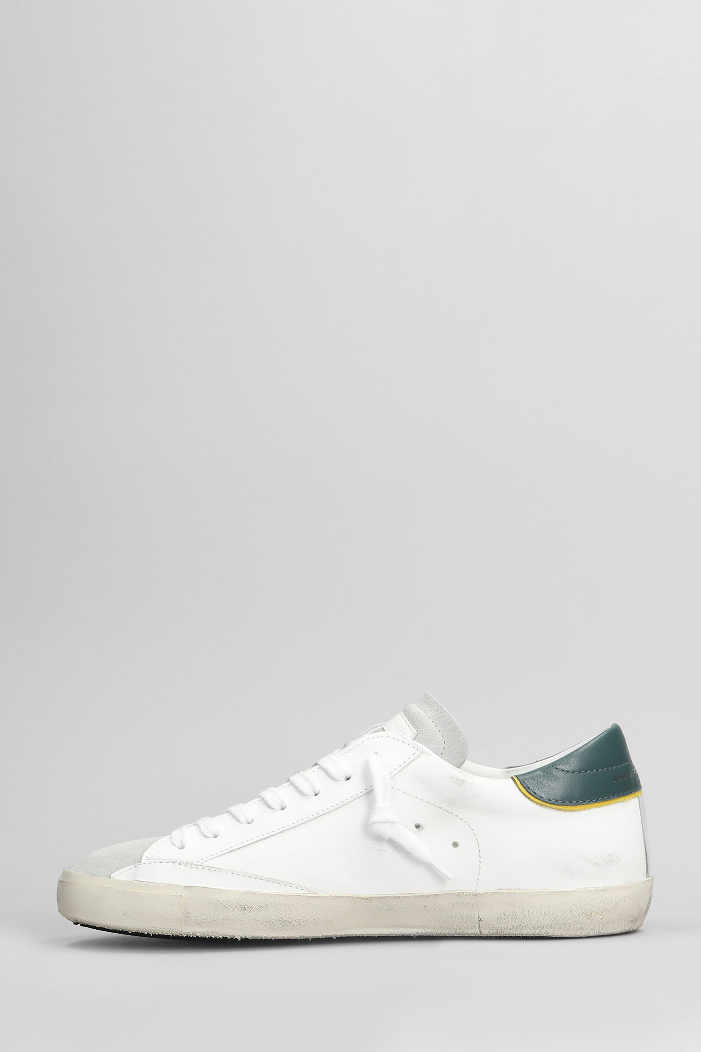 Shop Philippe Model Prsx Low Sneakers In White Suede And Leather