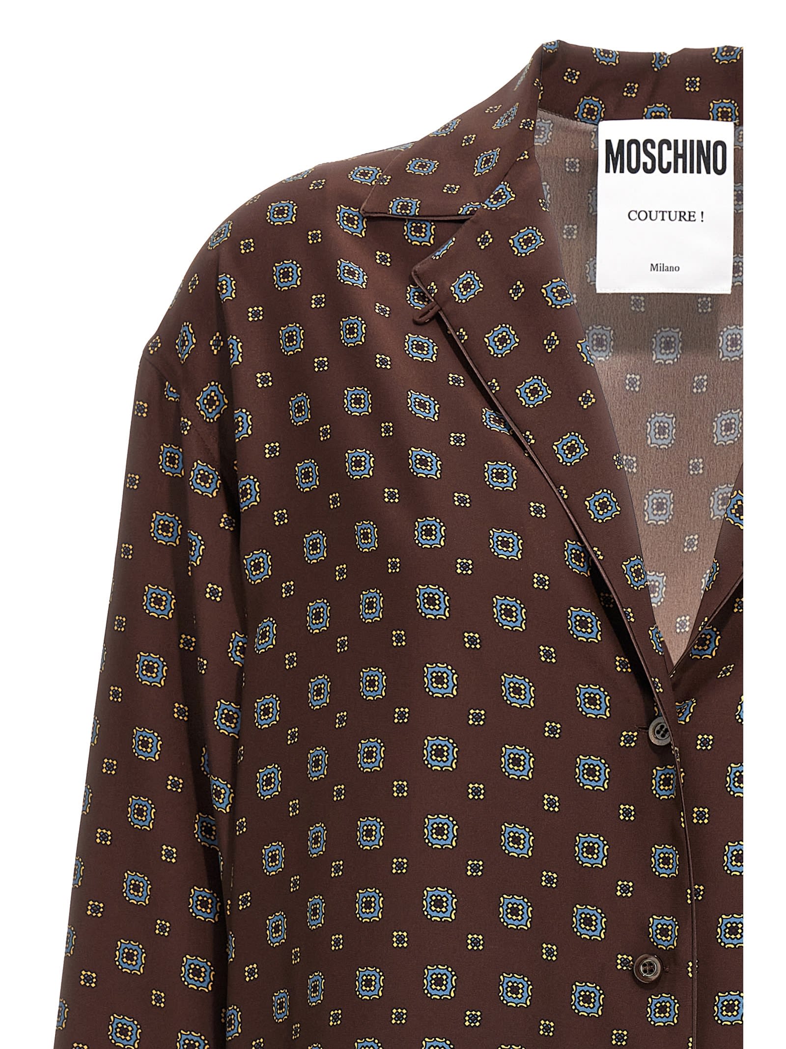 Shop Moschino Patterned Shirt In Brown