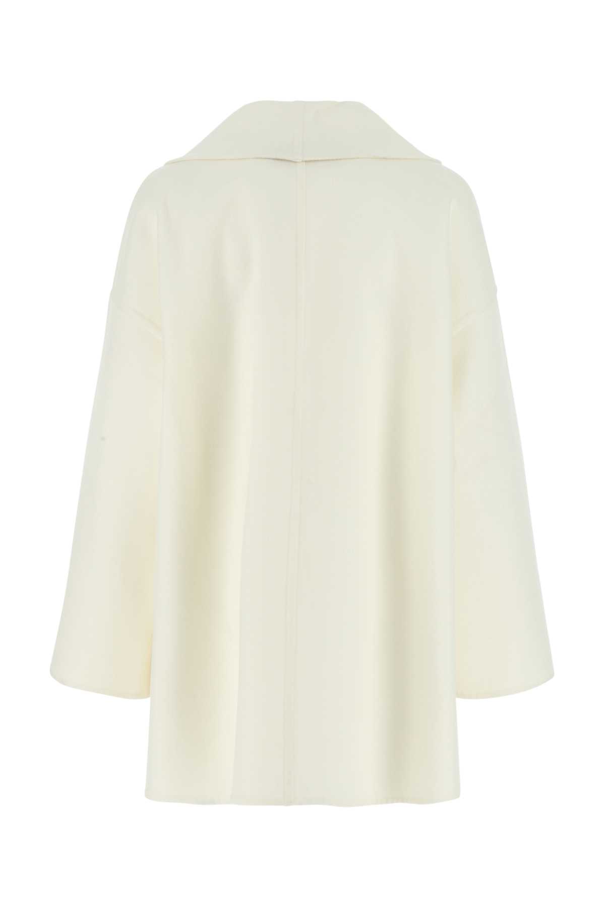 Shop Valentino Ivory Wool Blend Coat In A03