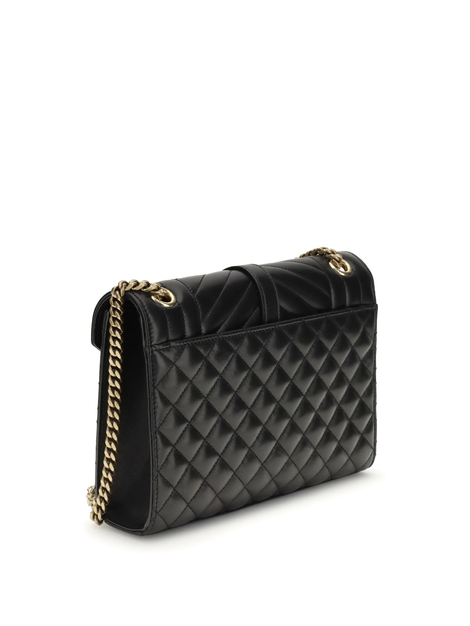 Saint Laurent Black Matelasse Lambskin Medium Envelope Bag In Black