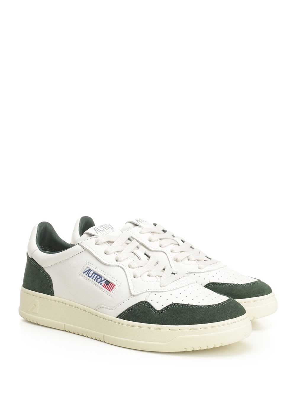Autry Medalist Low White Leather And Suede Bottle Sneakers In White