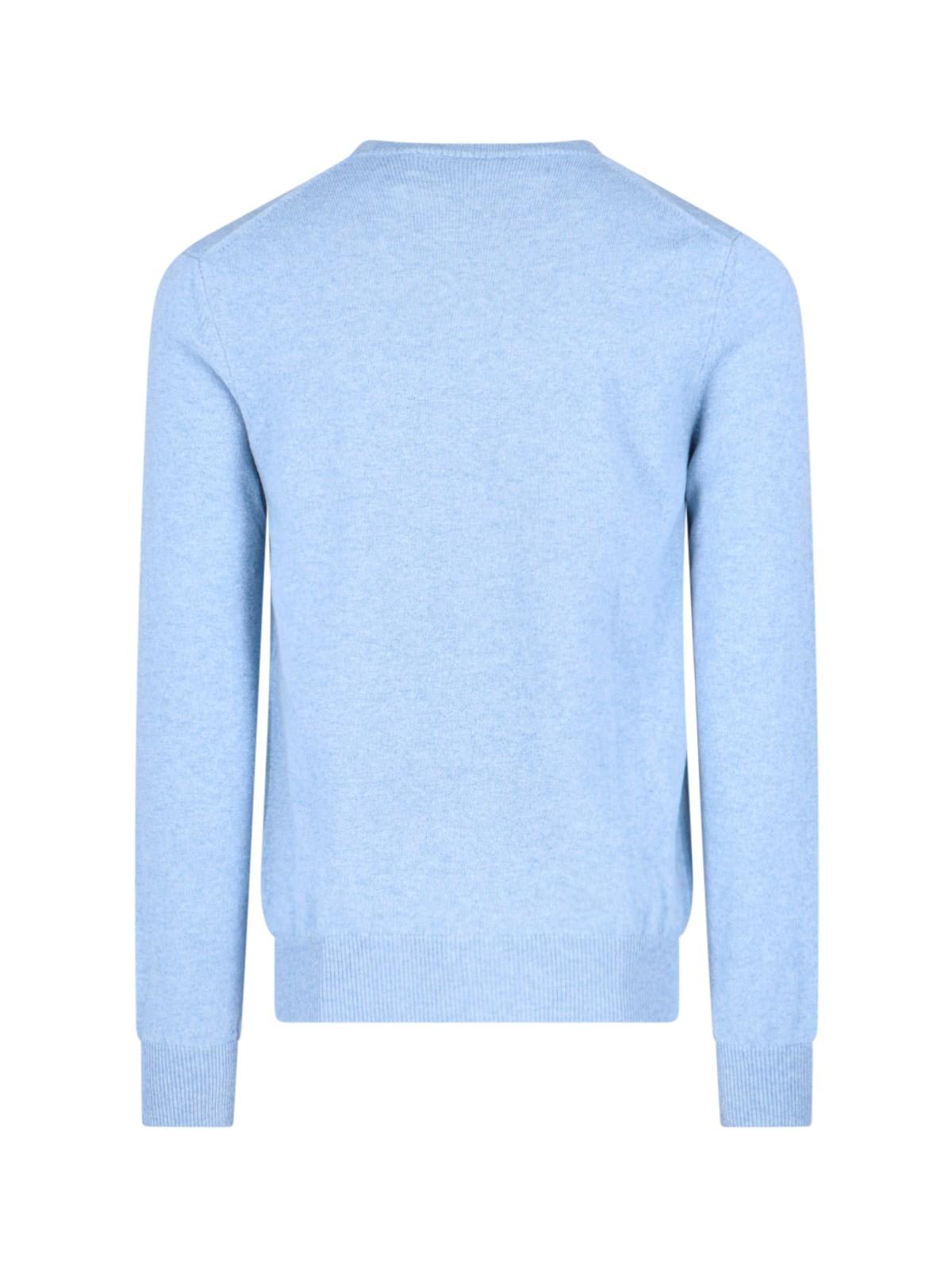 Comme Des Garçons Play Logo V-neck Sweater In Blue